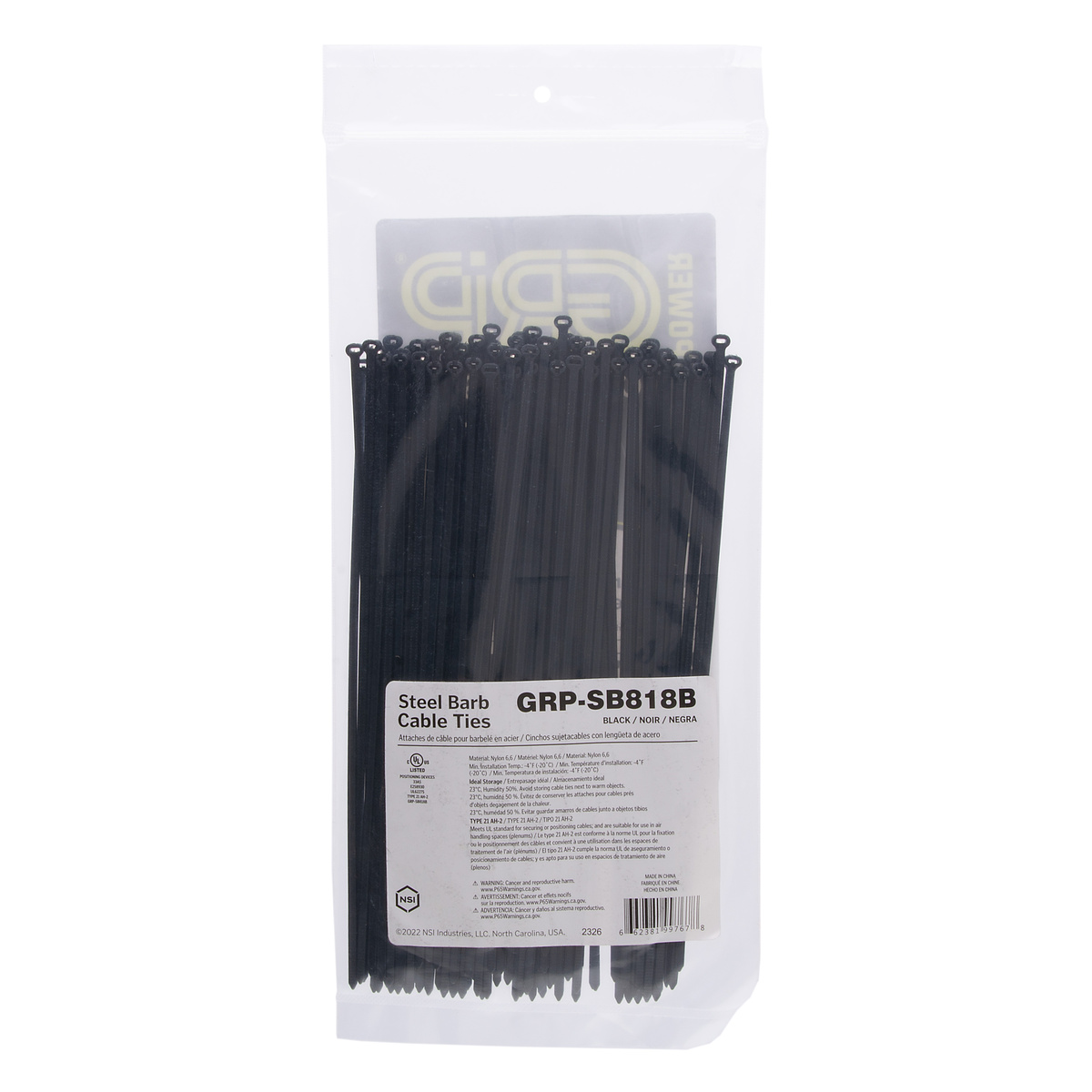 Black Steel Barb Lb Cable Tie Pack Nsi Industries