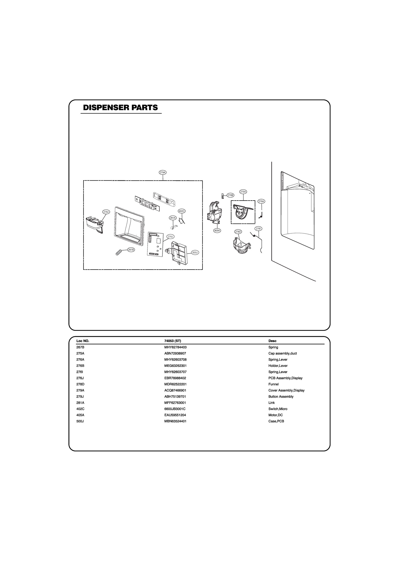 DISPENSER PARTS 74053 (ST)