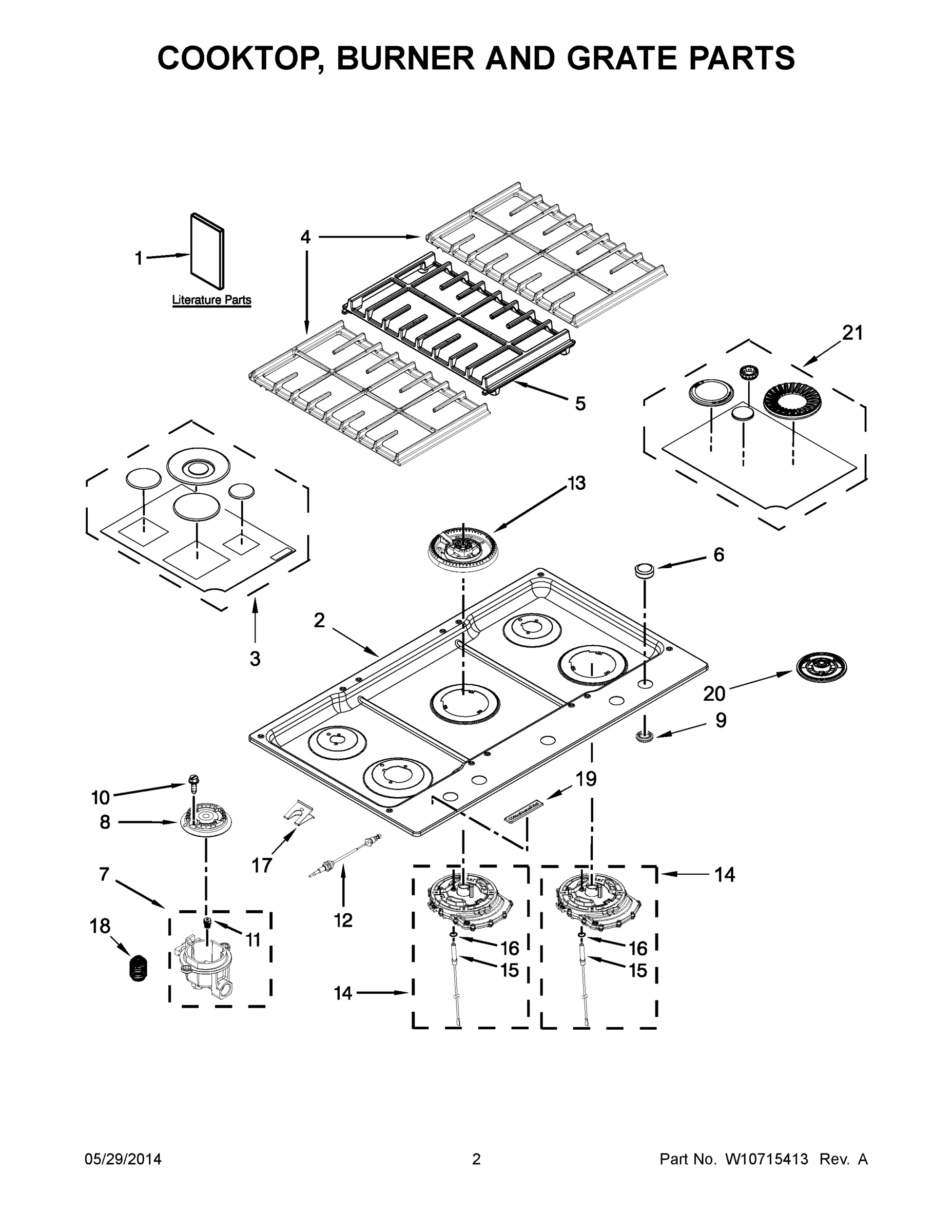 02 - COOKTOP, BURNER AND GRATE PARTS