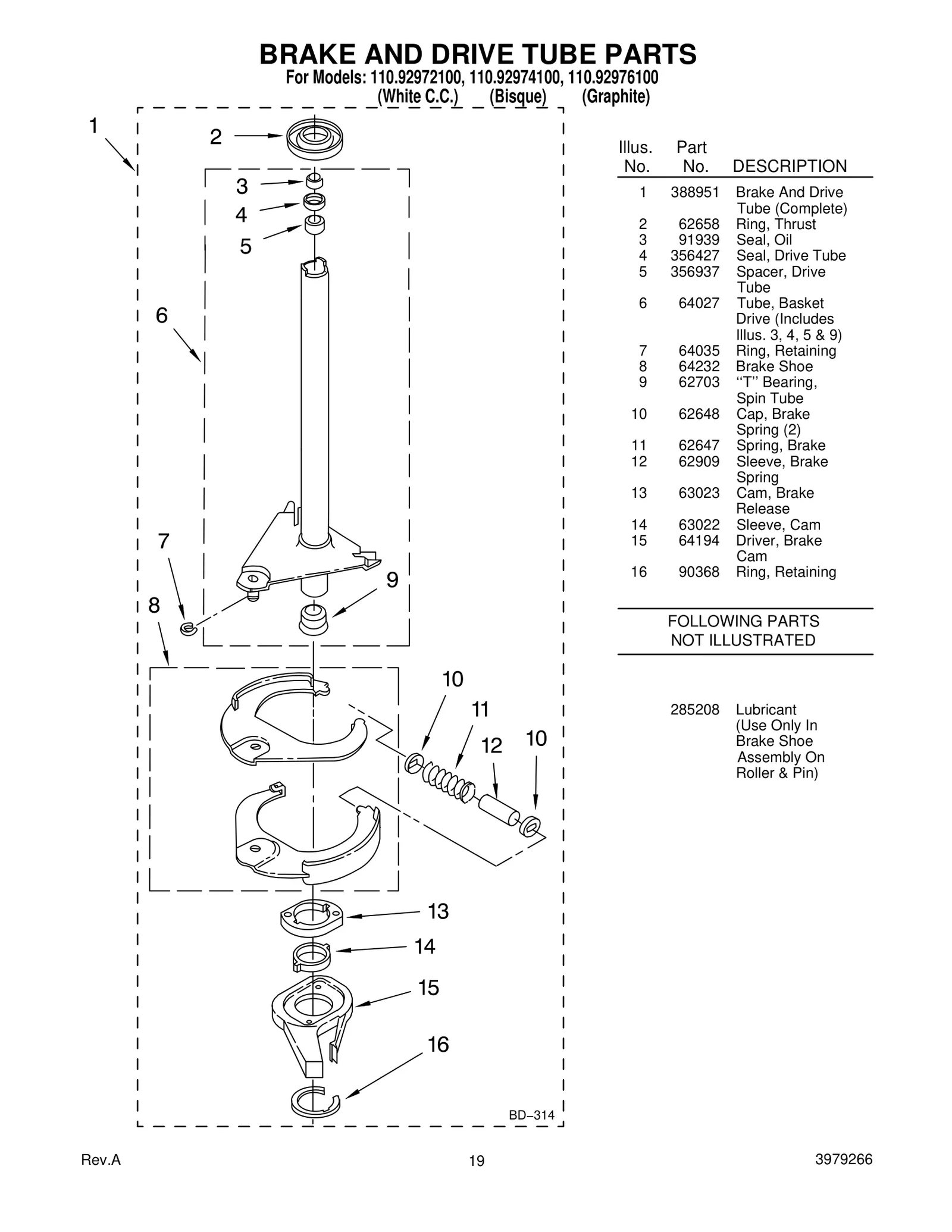 BRAKE AND DRIVE TUBE PARTS
