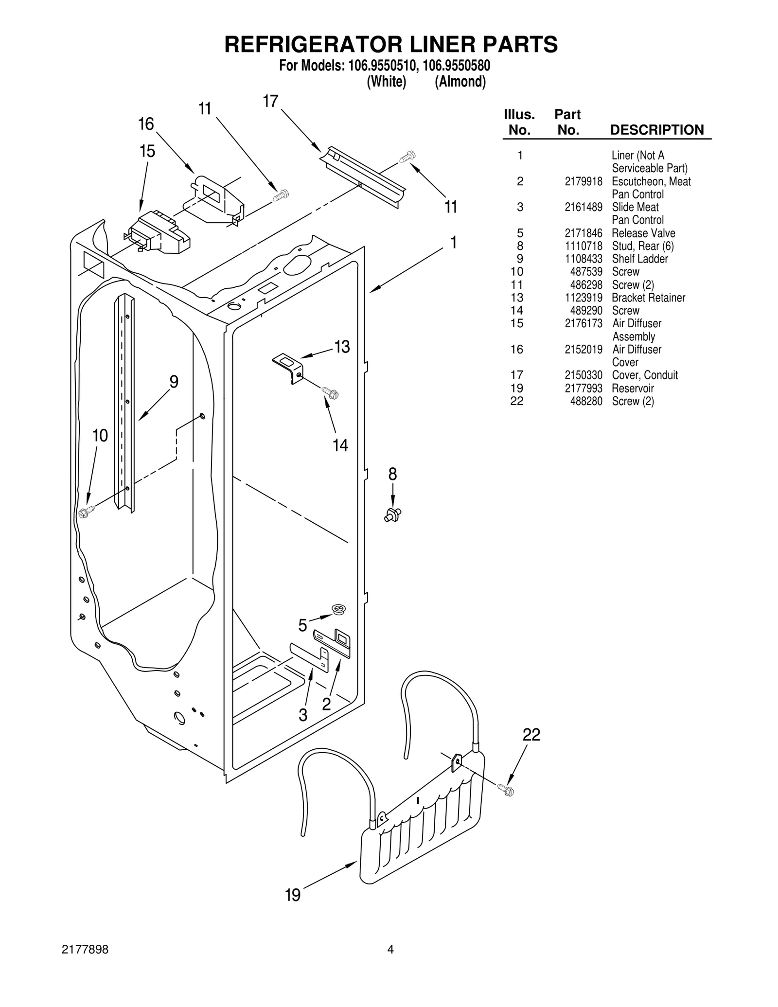 REFRIGERATOR LINER PARTS