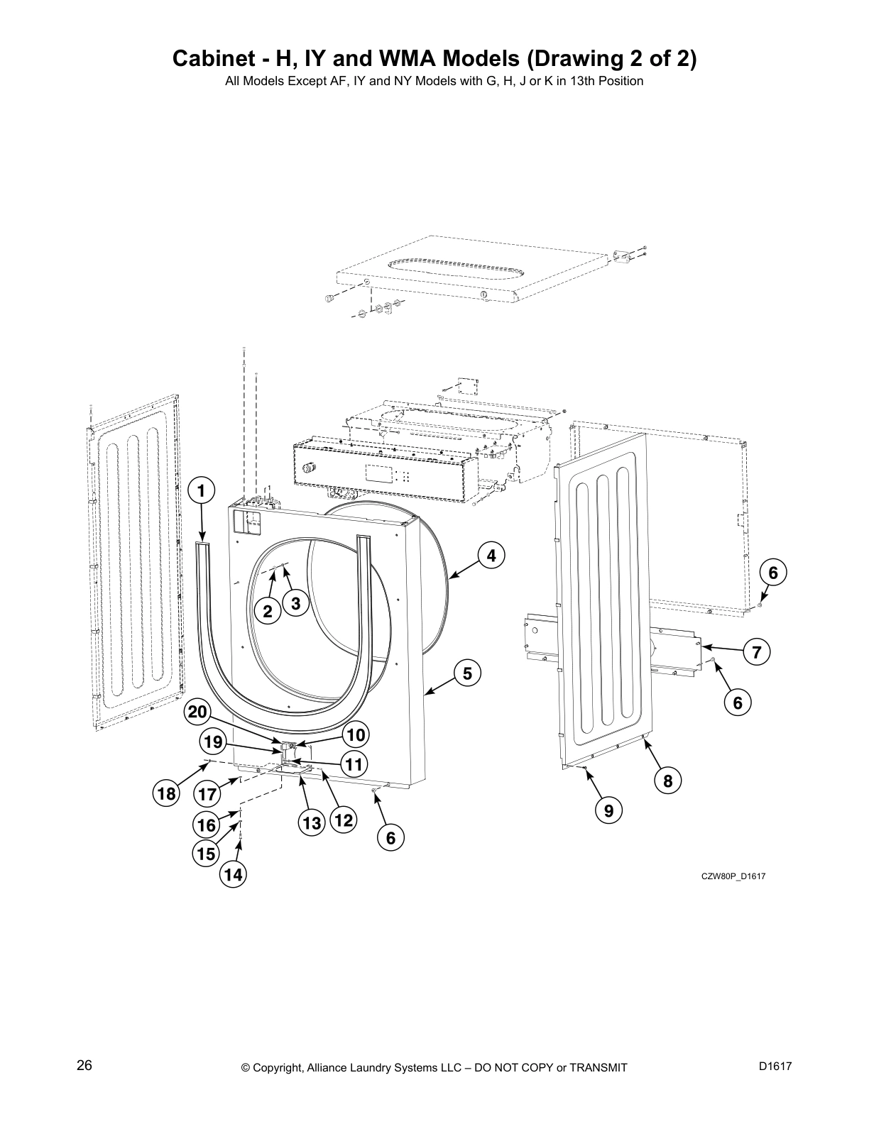 Cabinet - H, IY and WMA Models (Drawing 2 of 2)