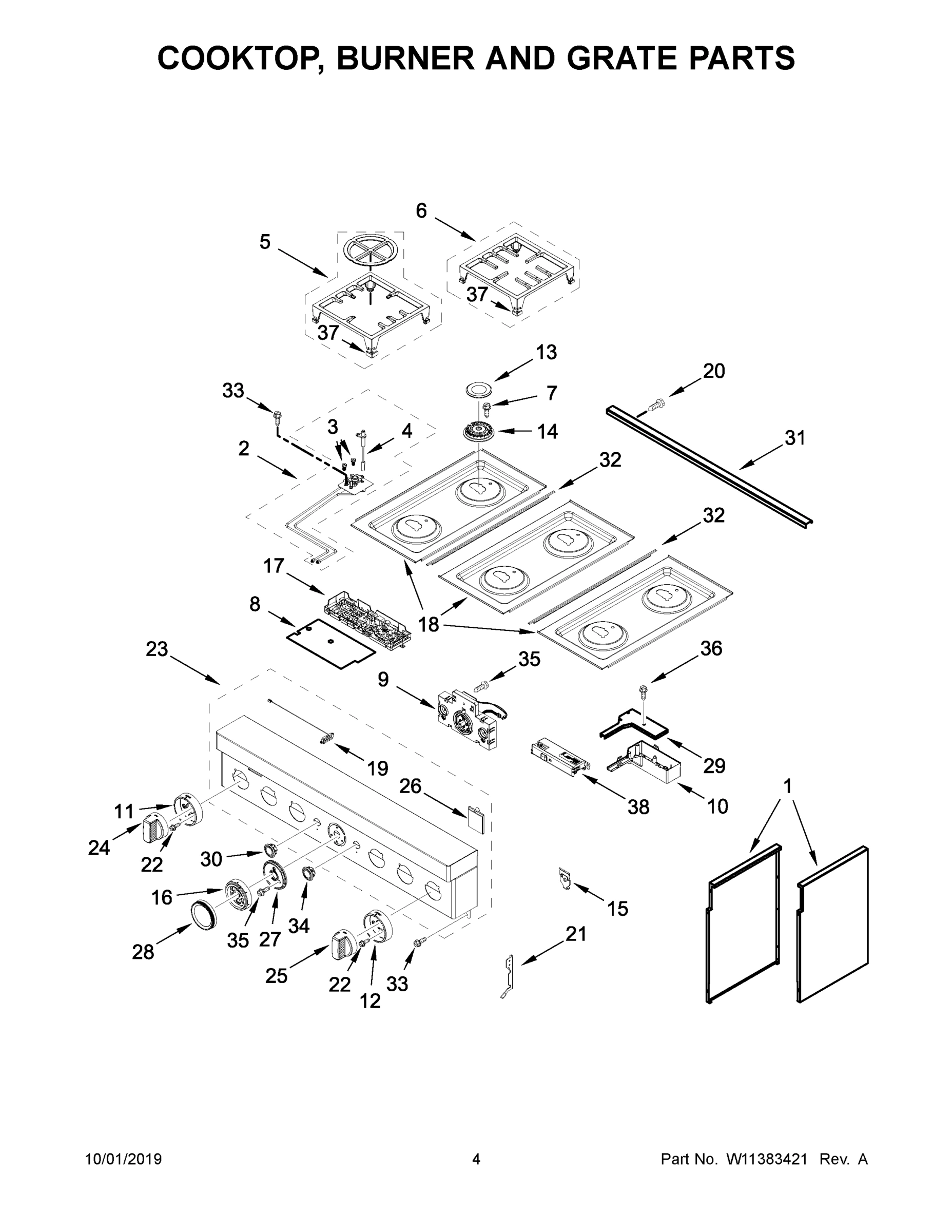 03 - COOKTOP, BURNER AND GRATE PARTS