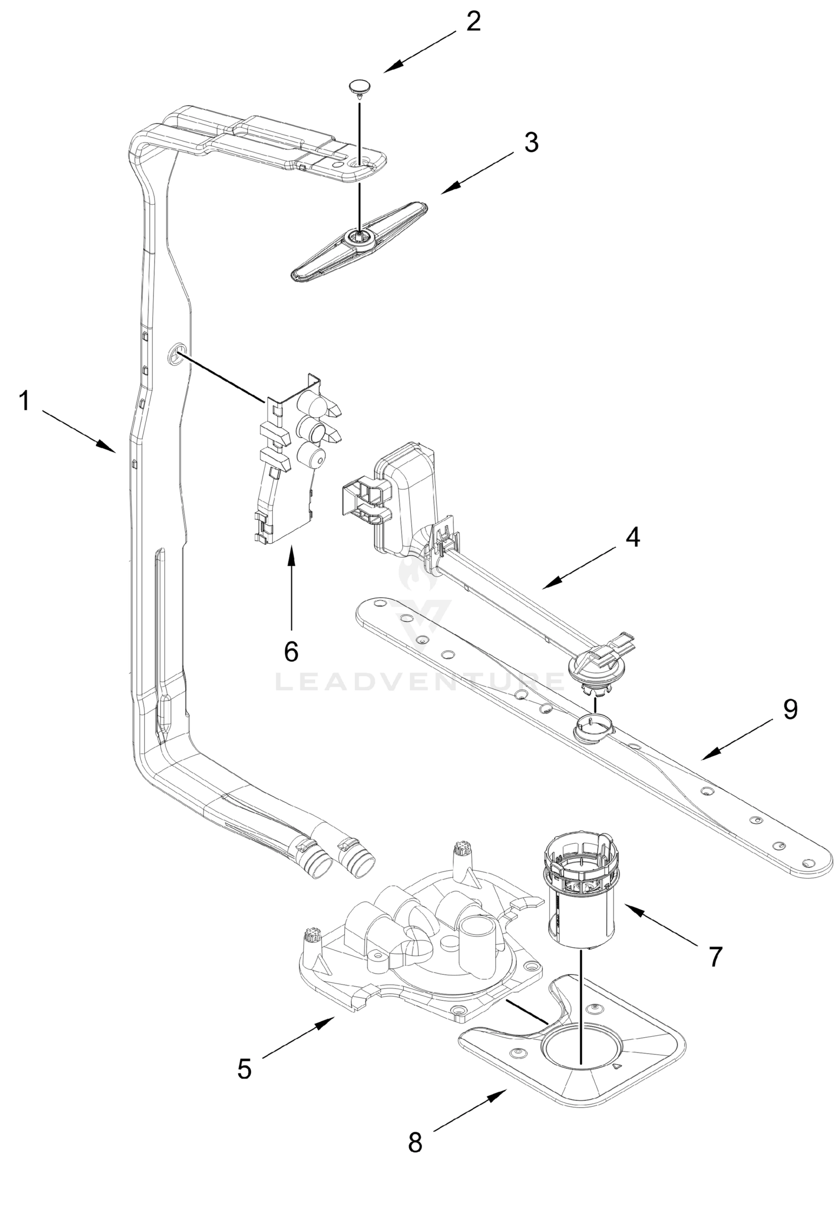 UPPER WASH AND RINSE PARTS