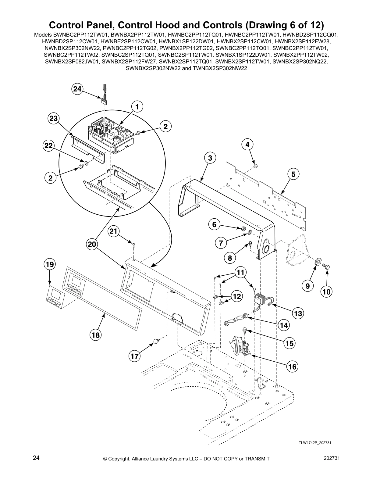 Control Panel, Control Hood and Controls (Drawing 6 of 12)