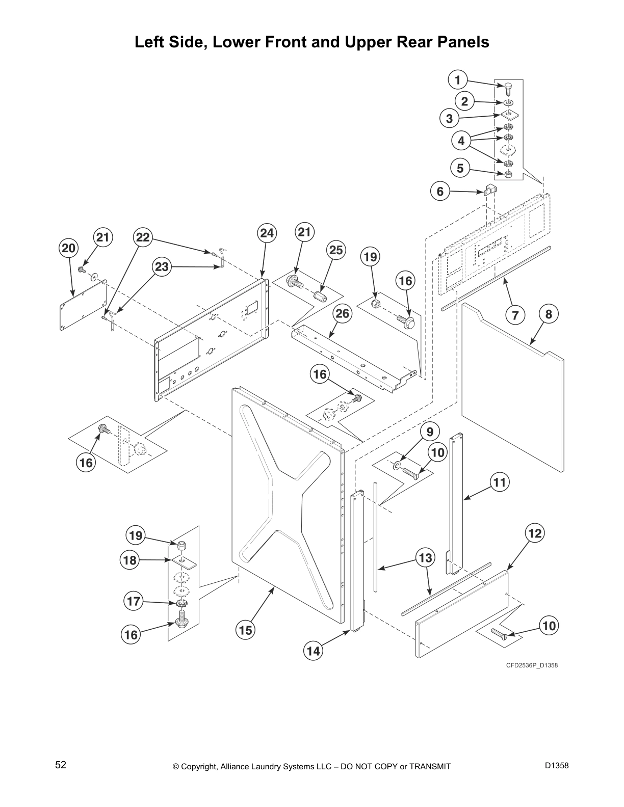 Left Side, Lower Front and Upper Rear Panels