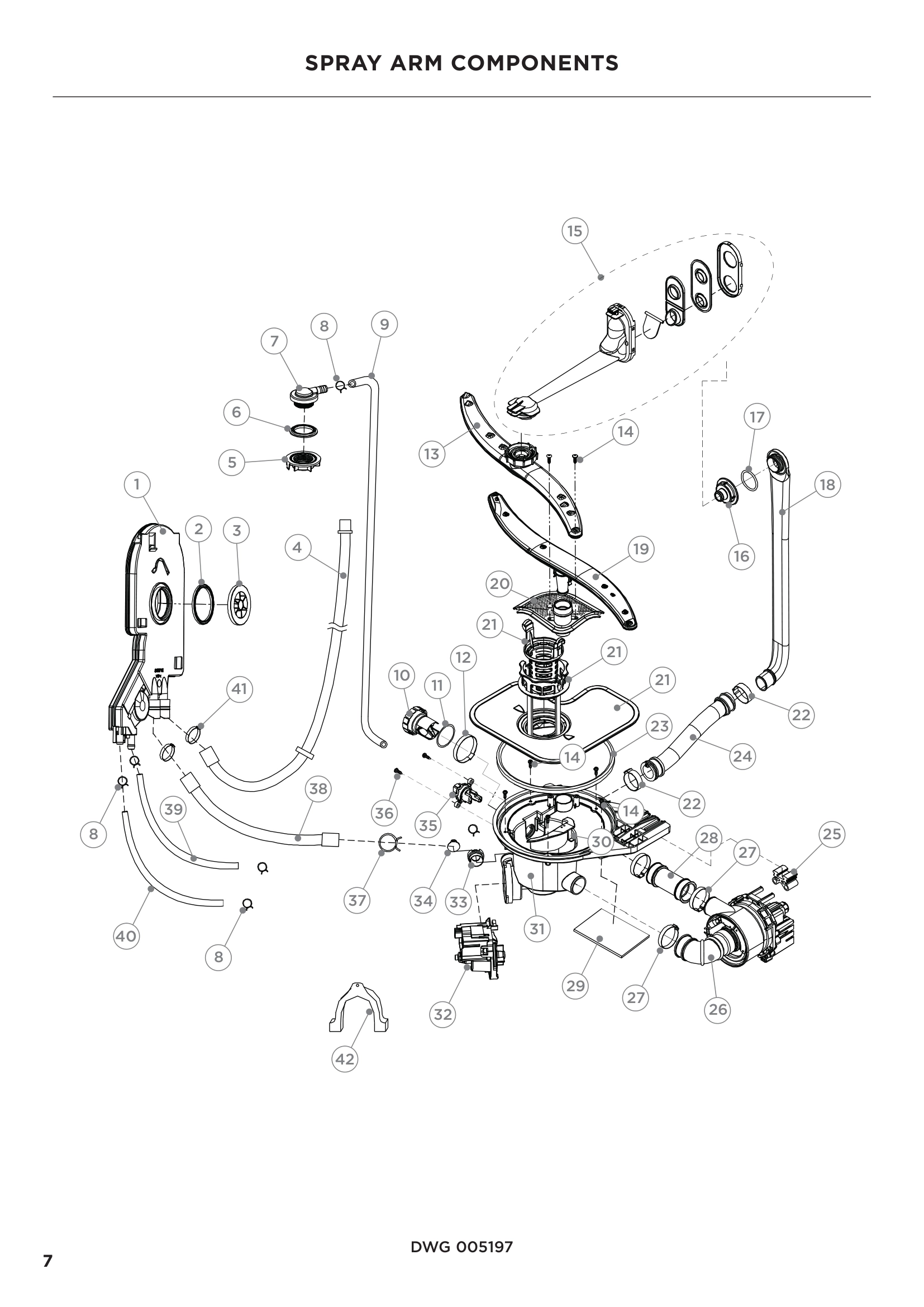 SPRAY ARM COMPONENTS