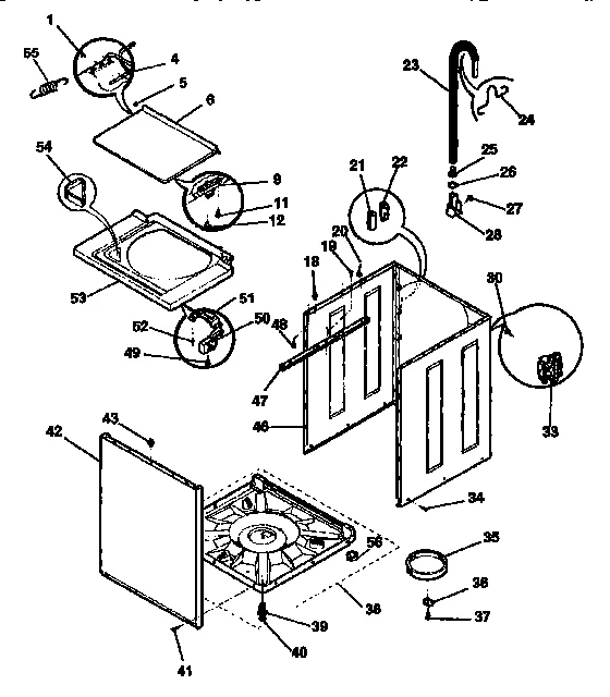 WASHER-CABINET, TOP PANEL, BASE