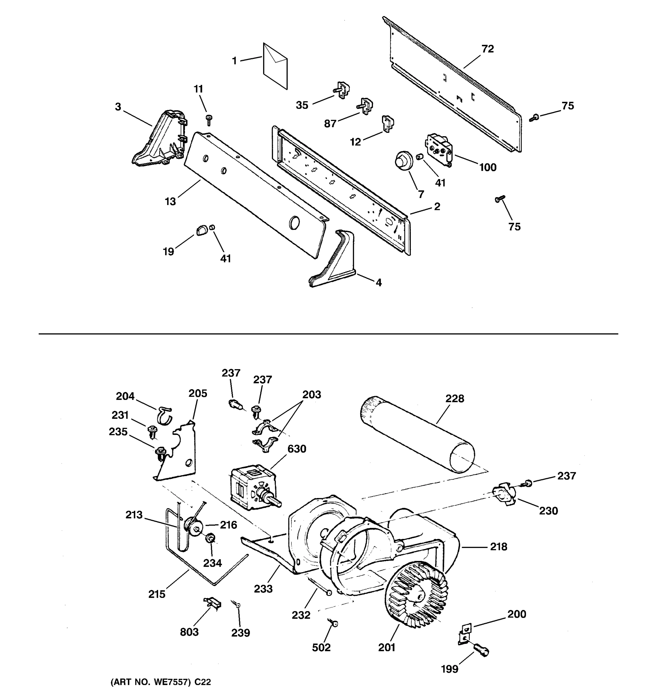 BACKSPLASH, BLOWER & MOTOR ASSEMBLY