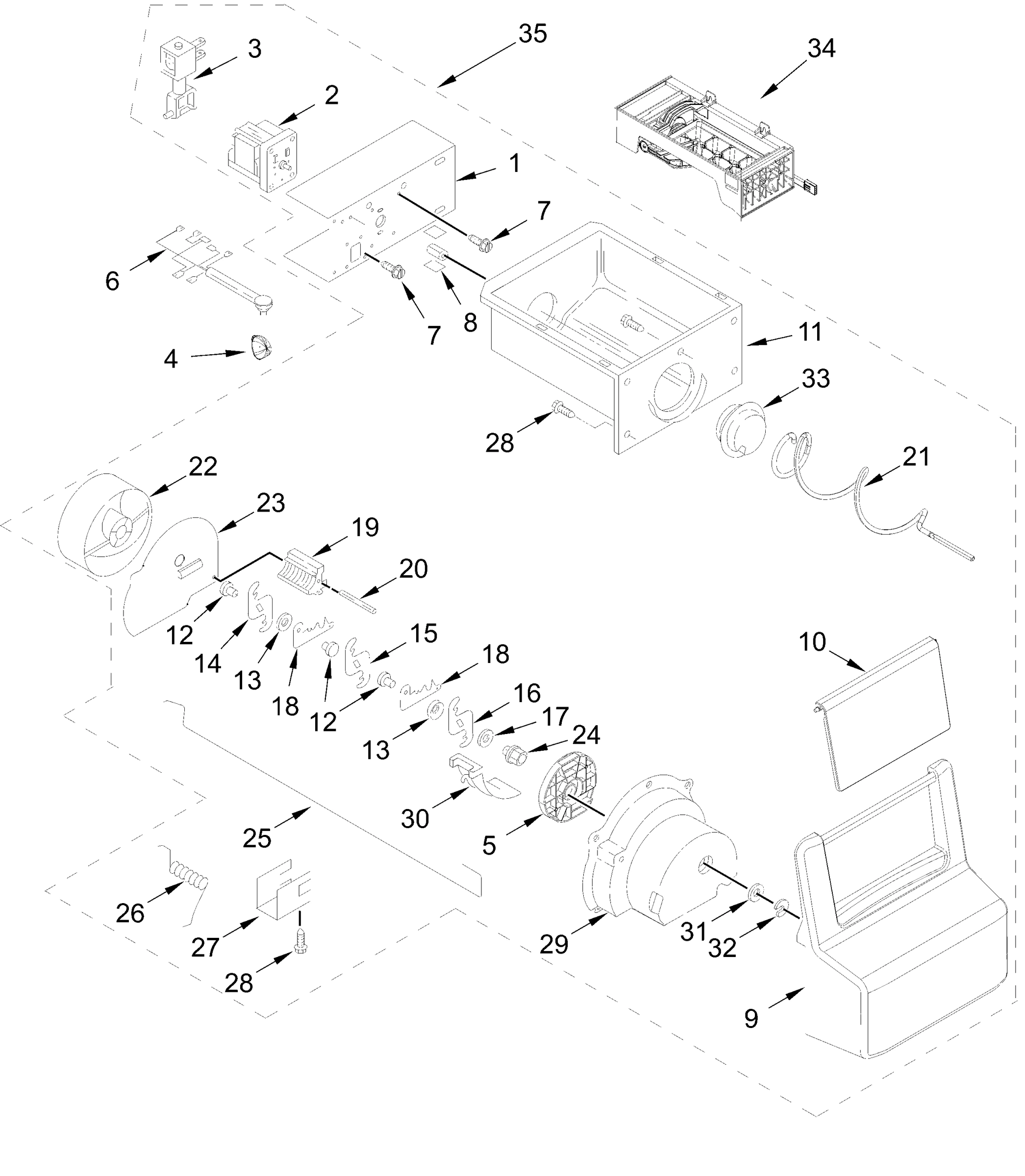 MOTOR AND ICE CONTAINER PARTS
