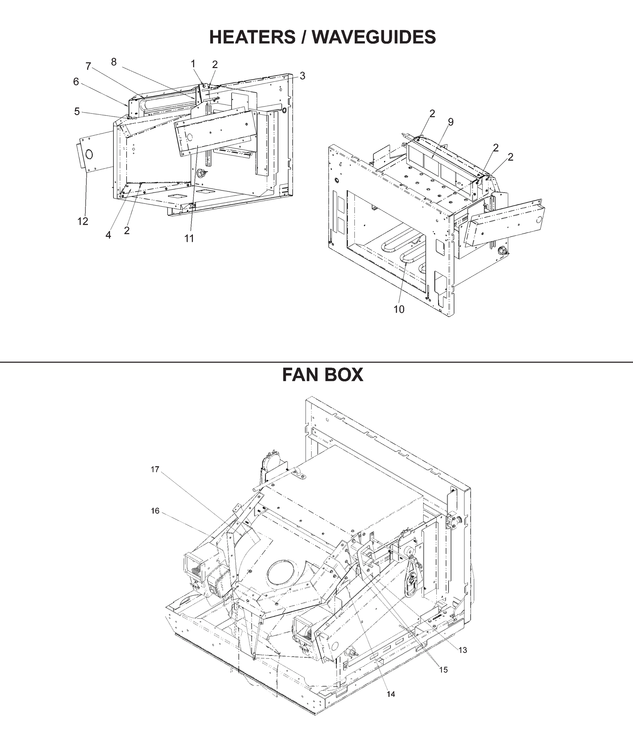 HEATERS, WAVEGUIDES, FAN BOX