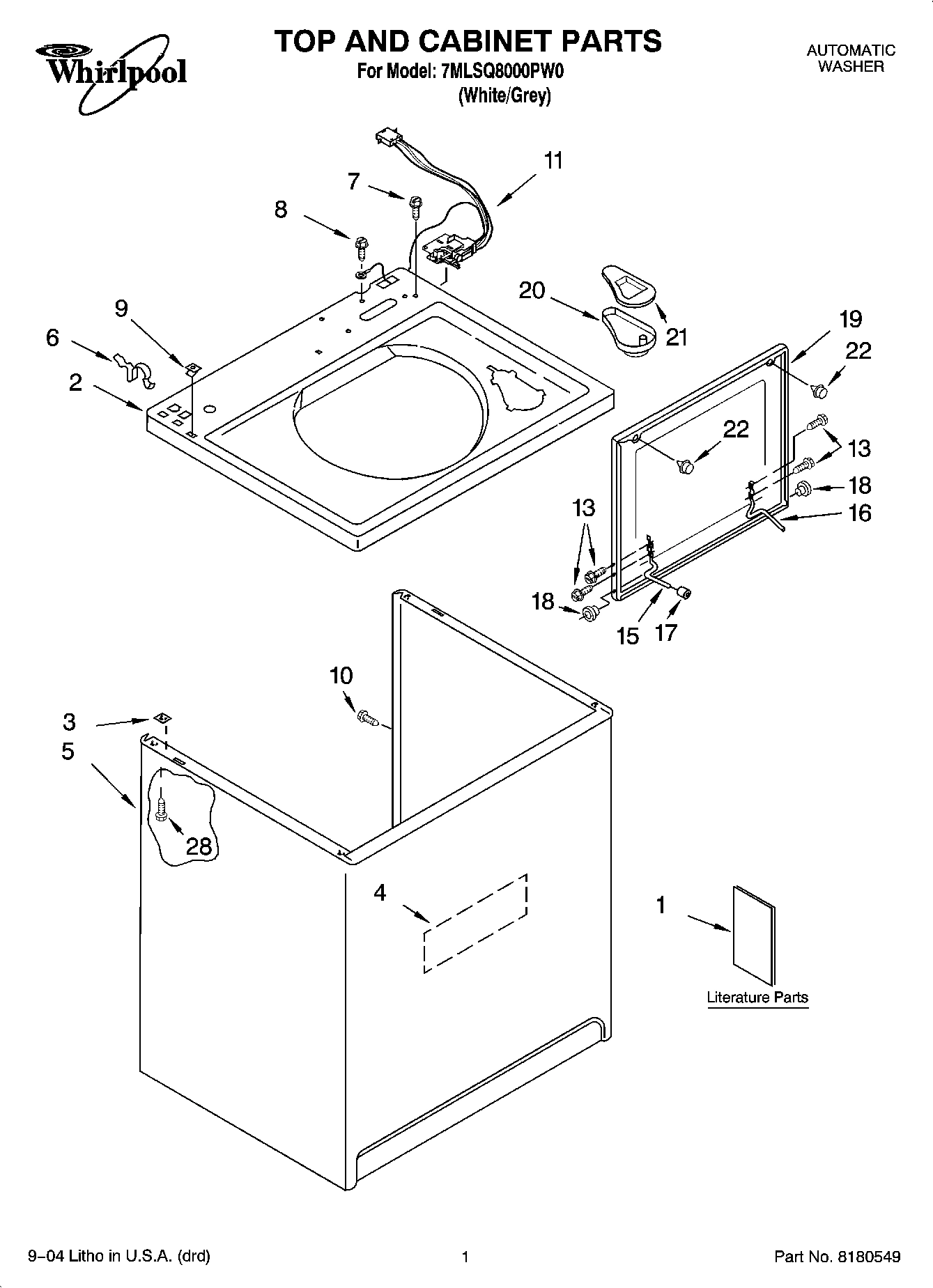 01 - TOP AND CABINET PARTS
