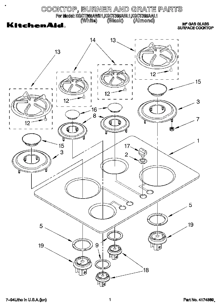 01 - COOKTOP, BURNER AND GRATE