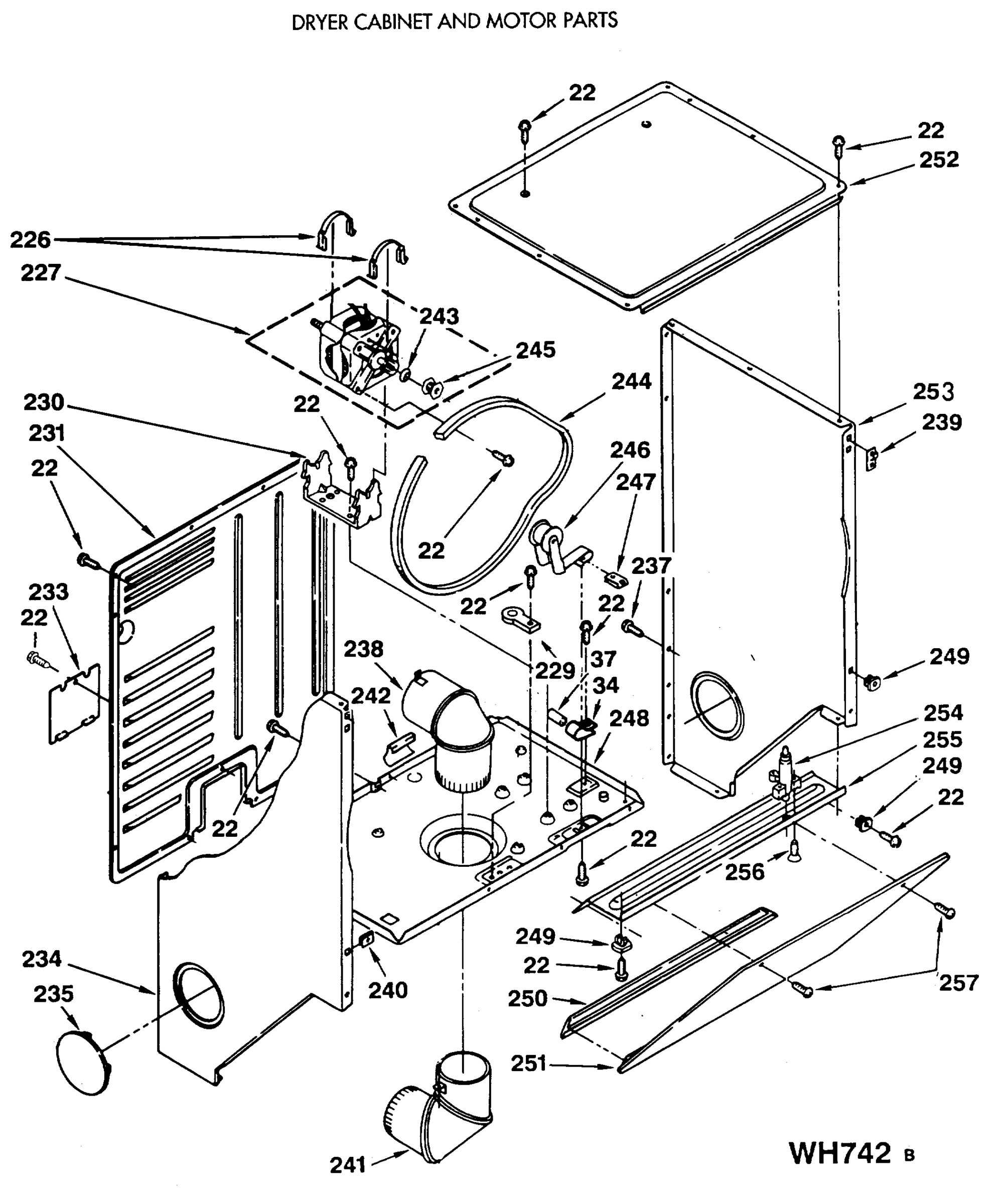 DRYER CABINET AND MOTOR PARTS