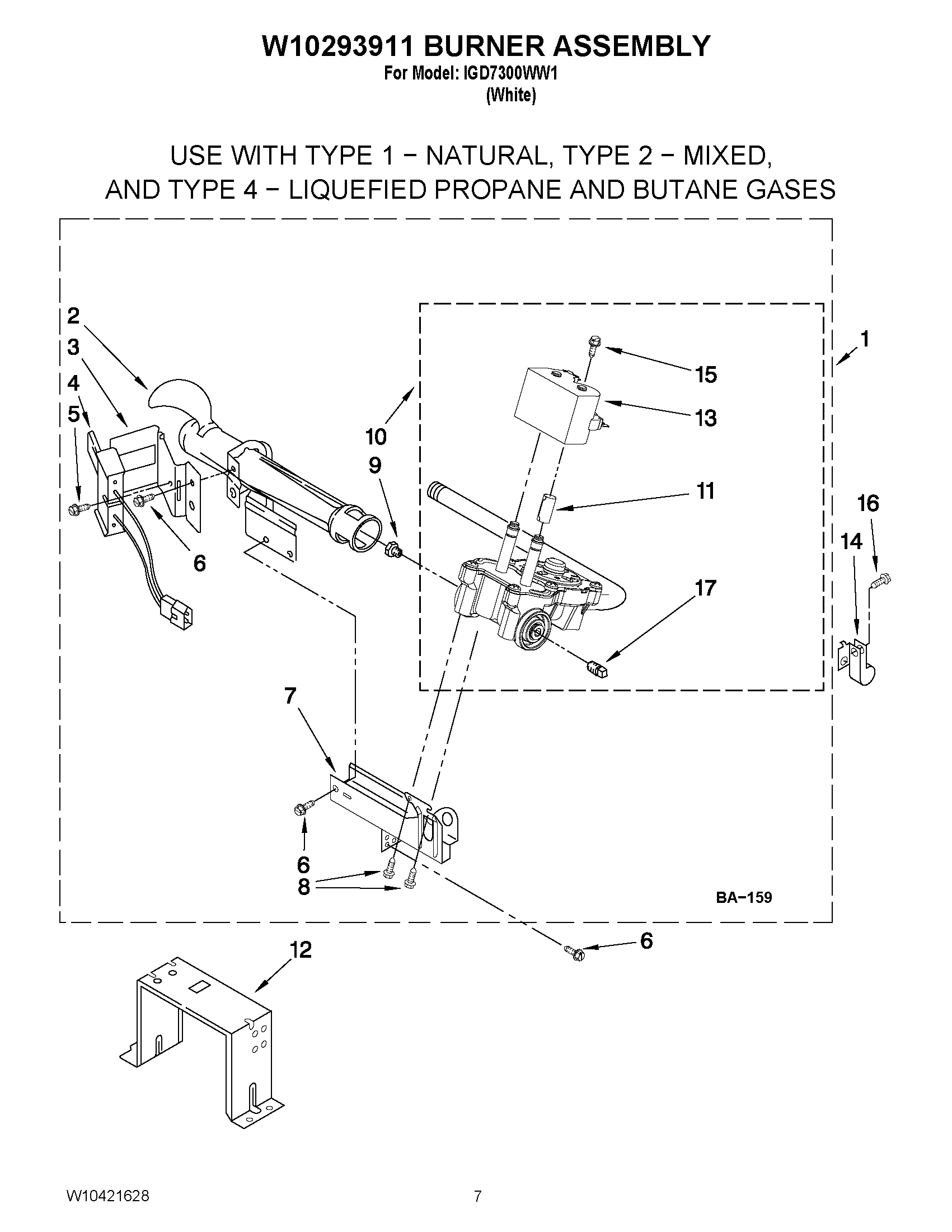 04 - W10293911 BURNER ASSEMBLY