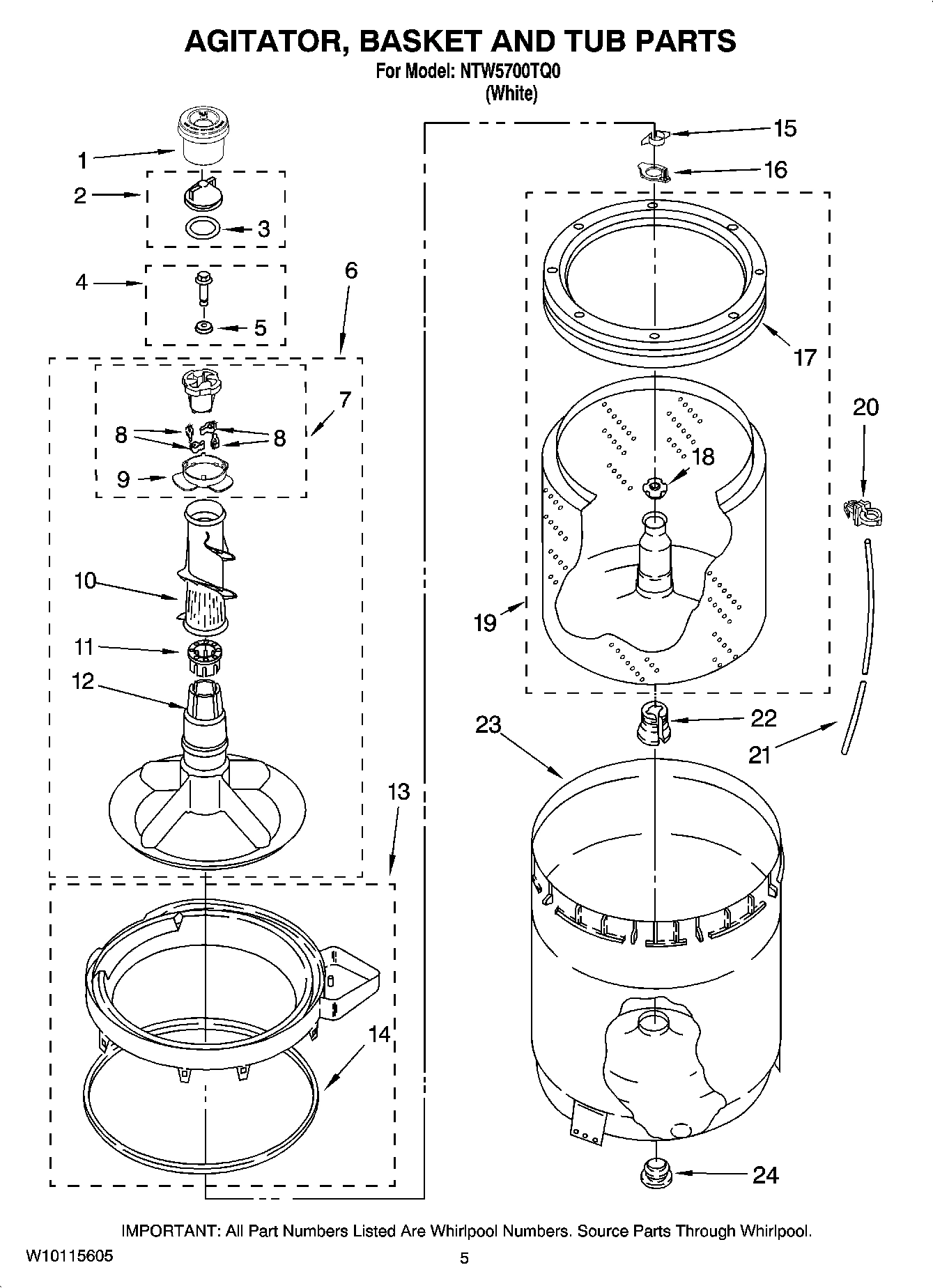 03 - AGITATOR, BASKET AND TUB PARTS