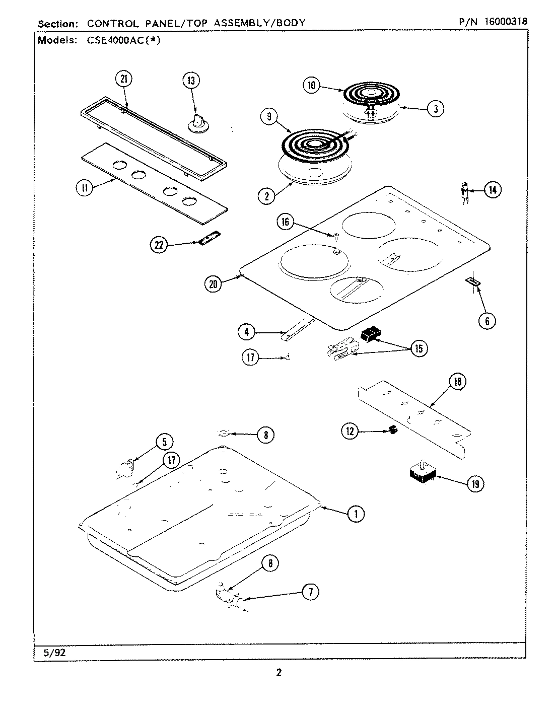 01 - CONTROL PANEL/TOP ASSEMBLY/BODY