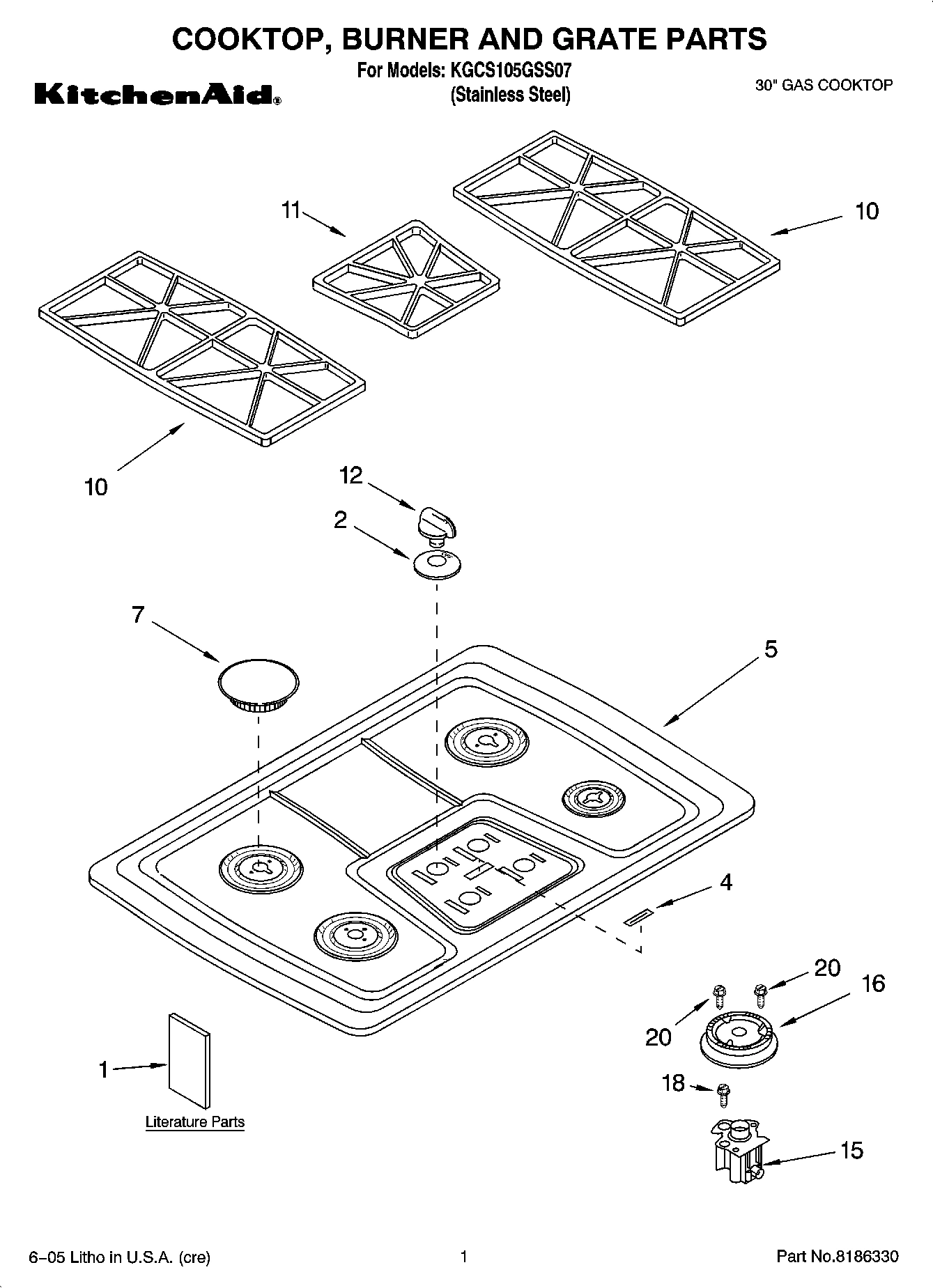 01 - COOKTOP, BURNER AND GRATE PARTS
