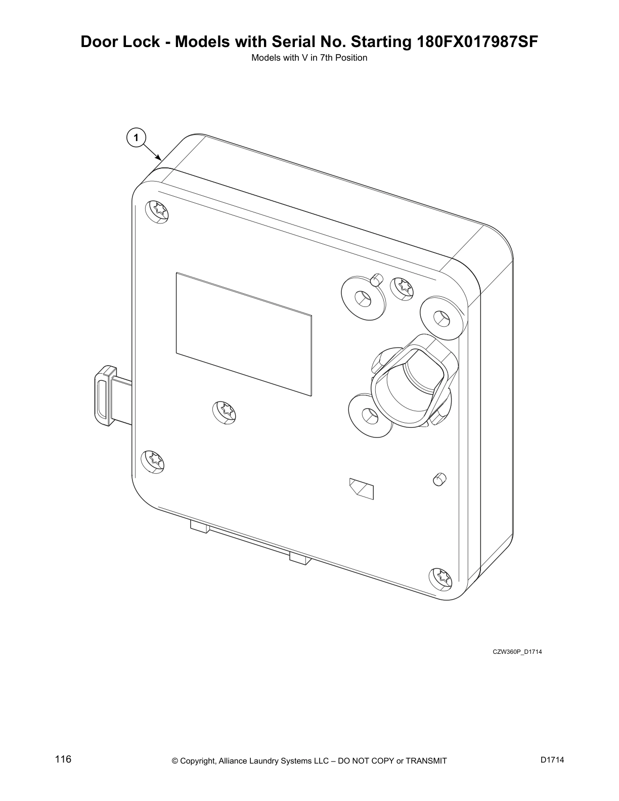 Door Lock - Models with Serial No. Starting 180FX017987SF