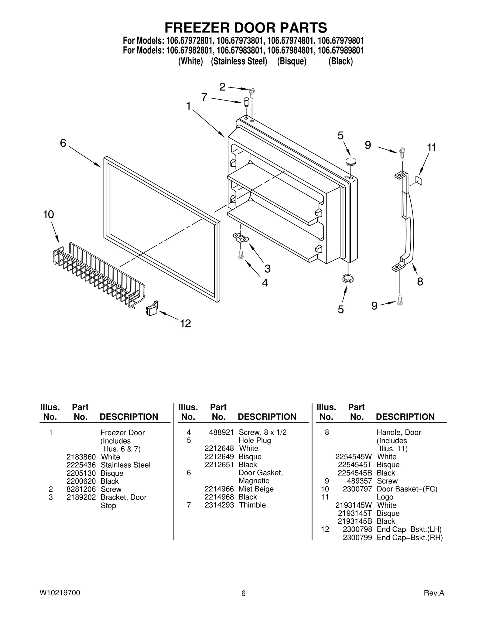 FREEZER DOOR PARTS