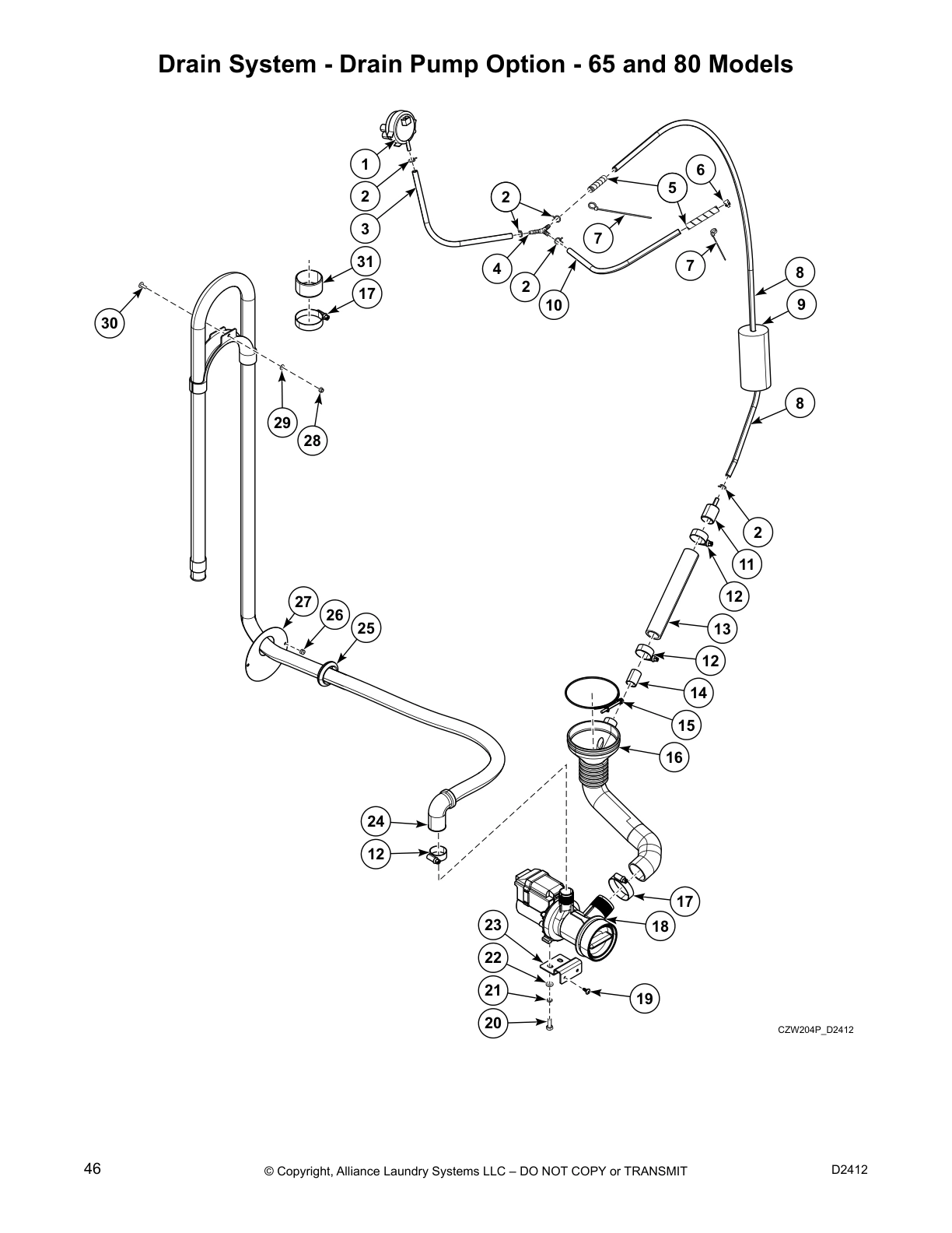 Drain System - Drain Pump Option - 65 and 80 Models