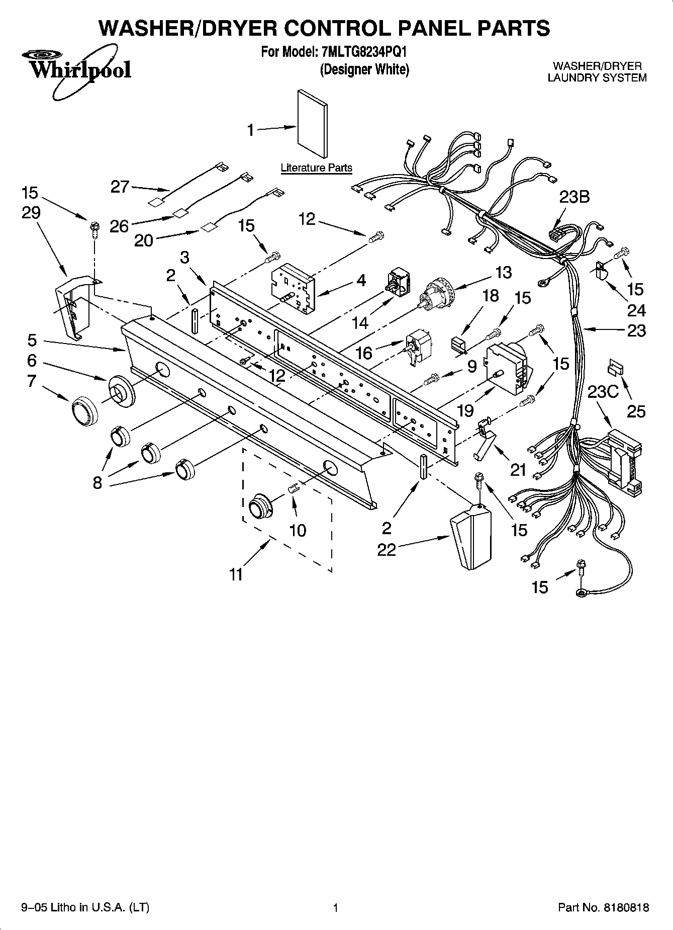 01 - WASHER/DRYER CONTROL PANEL PARTS