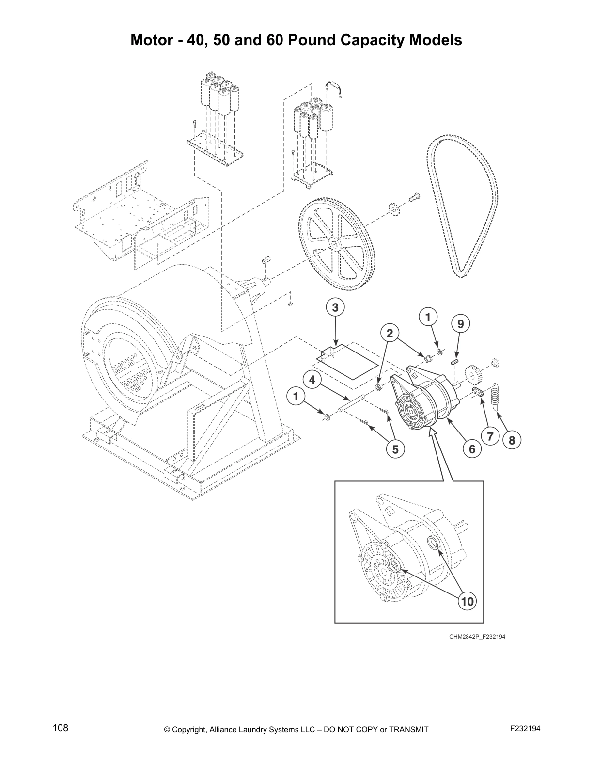 Motor - 40, 50 and 60 Pound Capacity Models