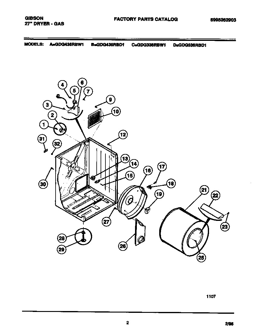 02 - CABINET, DRUM, HEAT DUCT