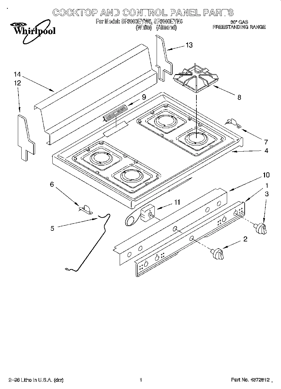 01 - COOKTOP AND CONTROL PANEL, LITERATURE