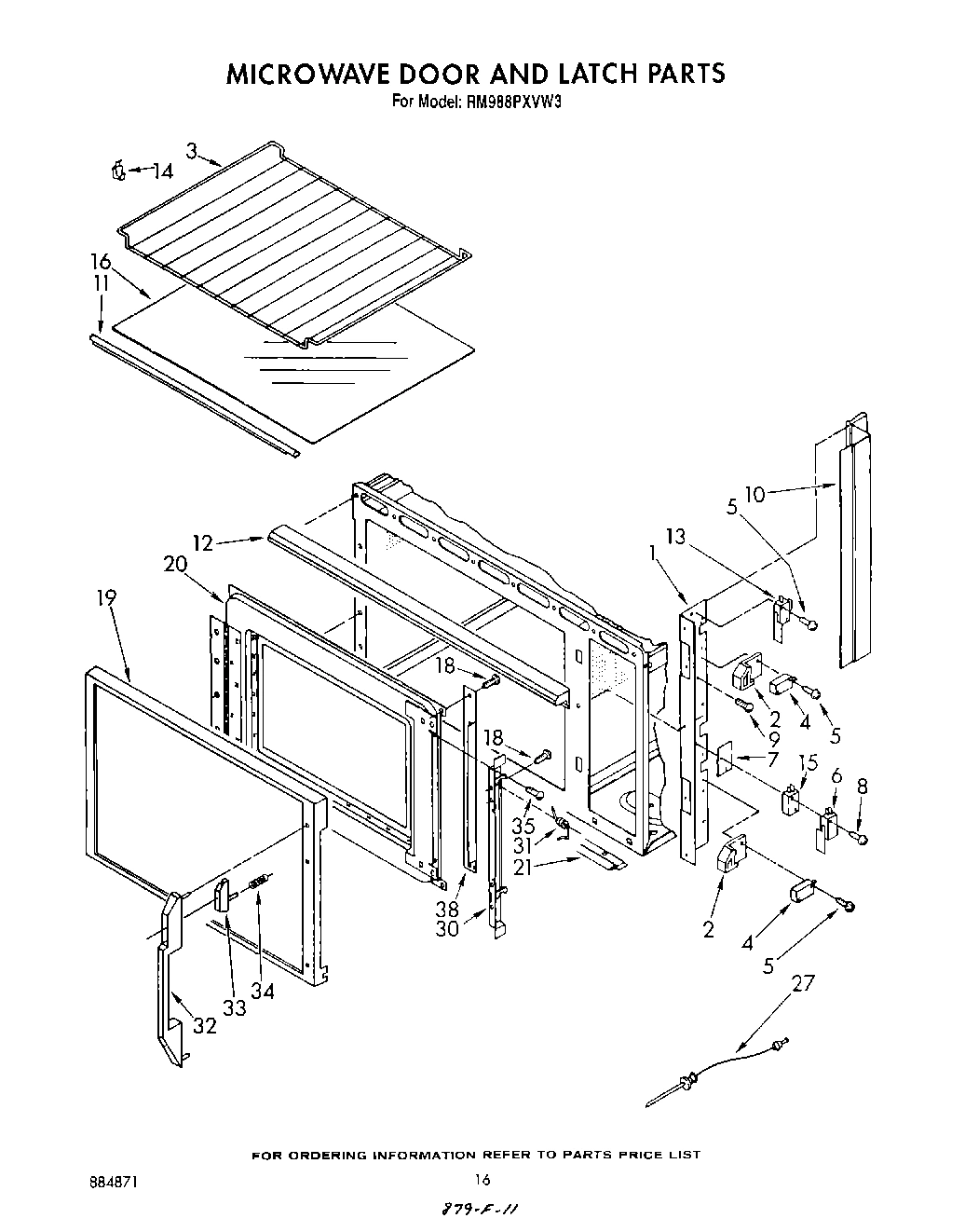 10 - MICROWAVE DOOR AND LATCH , LIT/OPTIONAL
