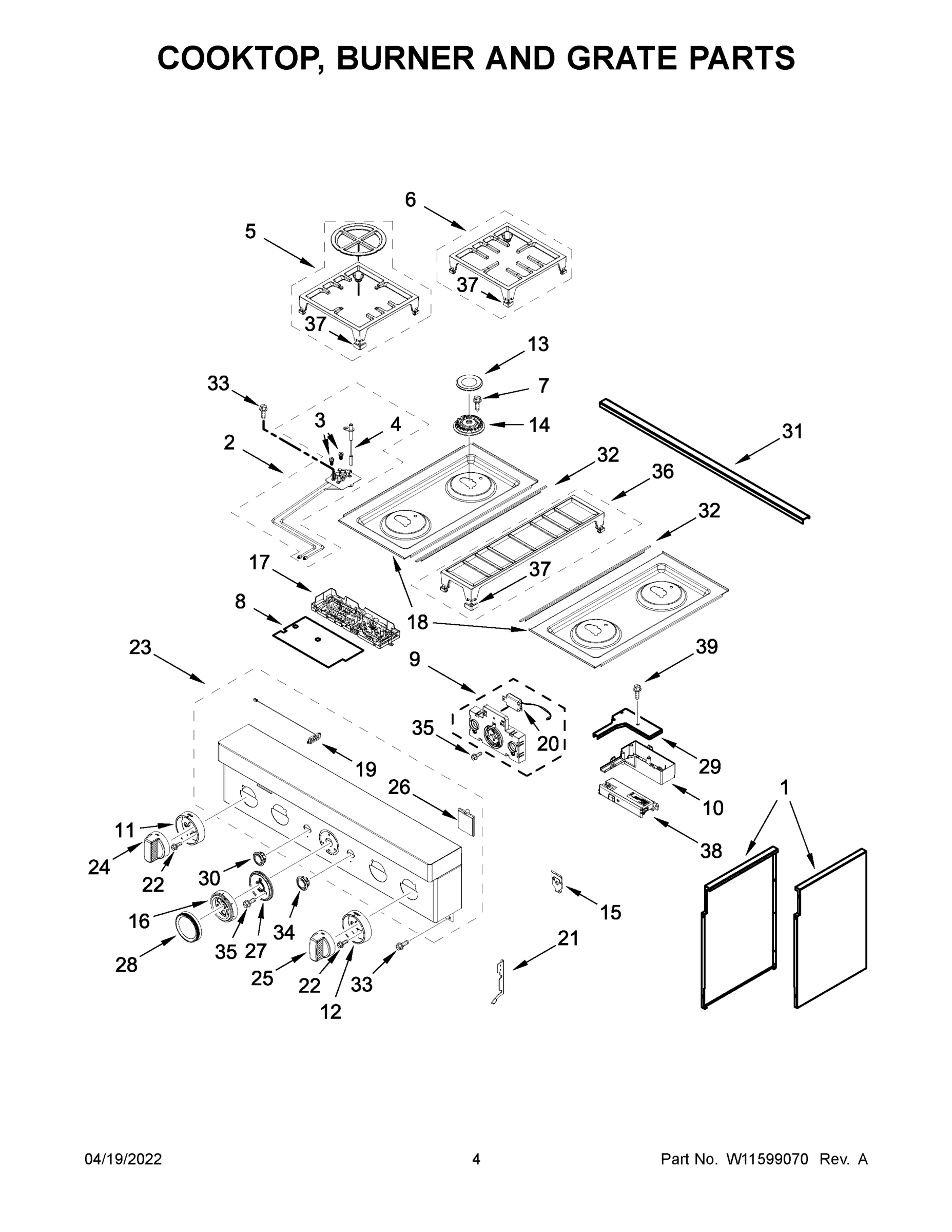 03 - COOKTOP, BURNER AND GRATE PARTS