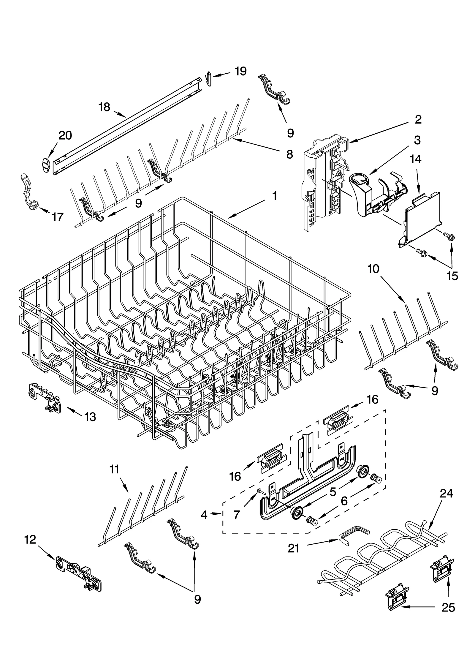 UPPER RACK AND TRACK PARTS