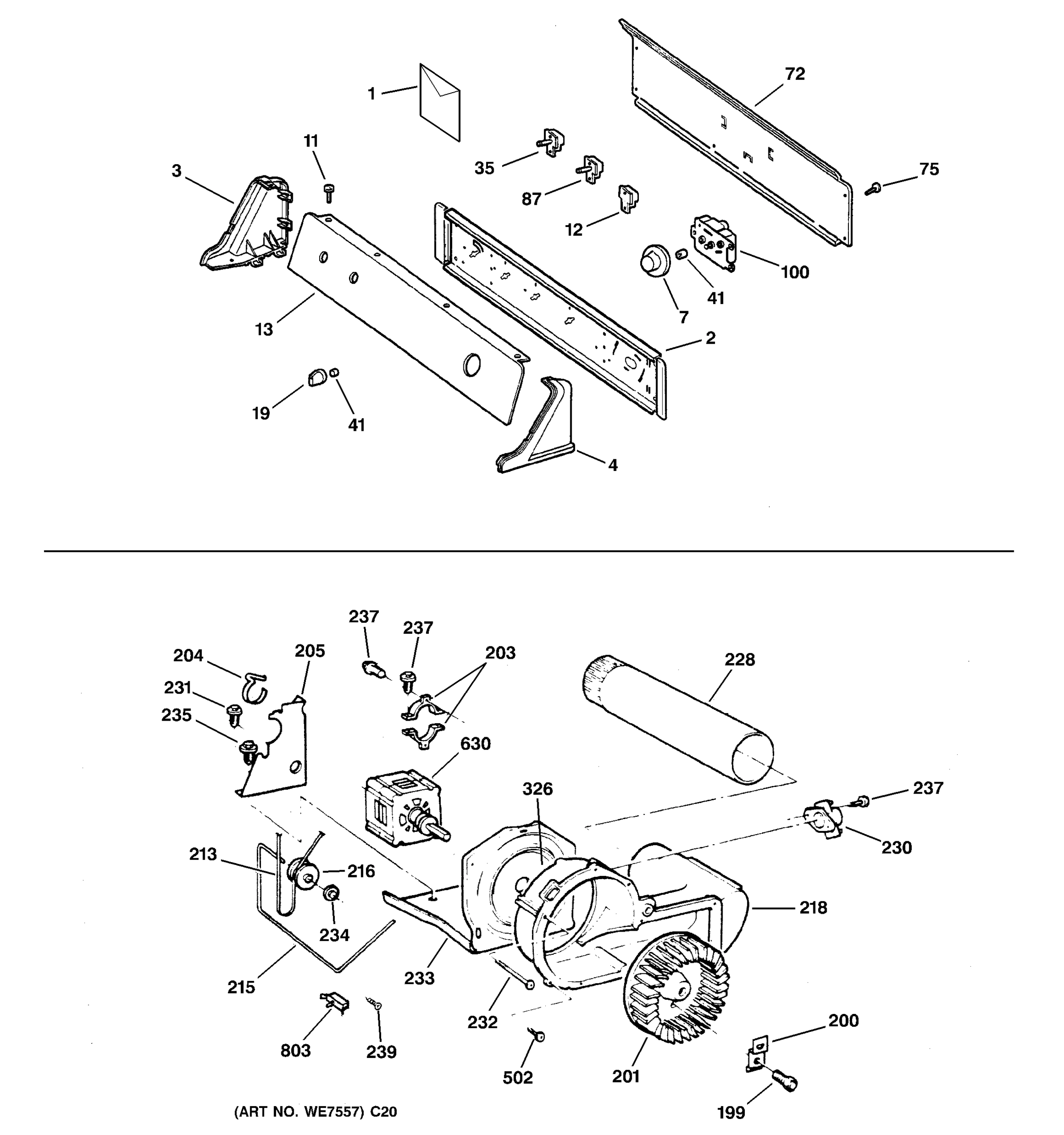 BACKSPLASH, BLOWER & MOTOR ASSEMBLY