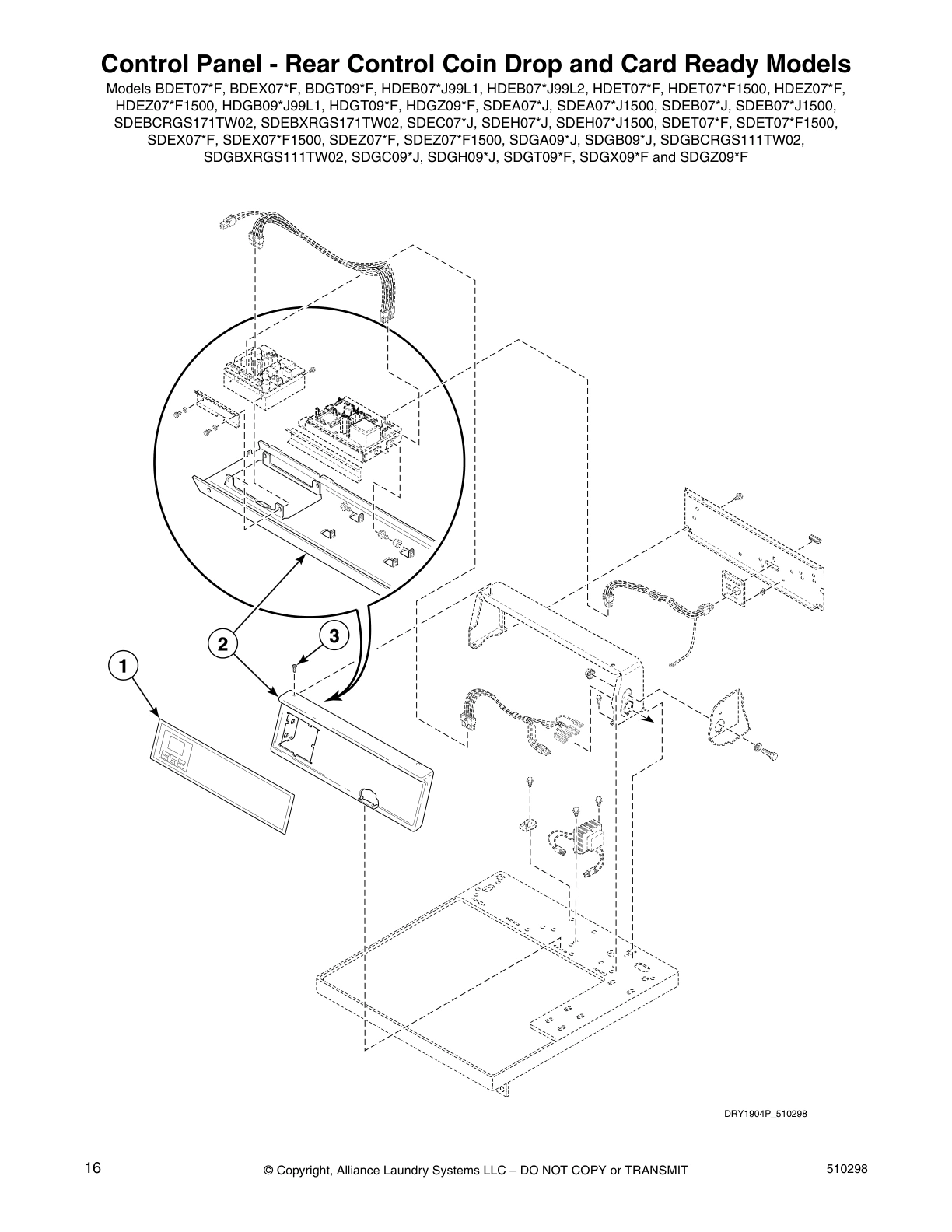 Control Panel - Rear Control Coin Drop and Card Ready Models