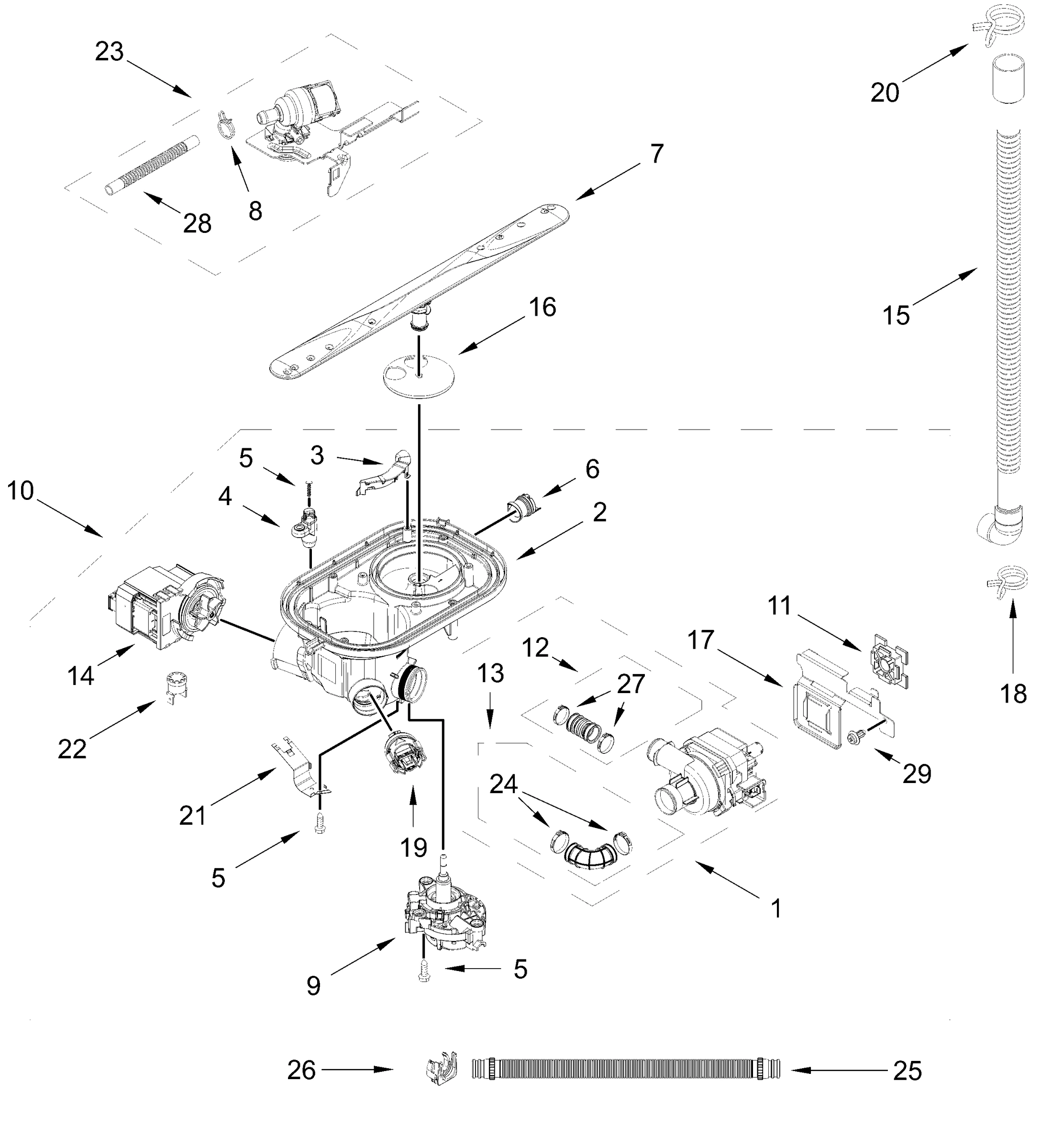 PUMP, WASHARM AND MOTOR PARTS