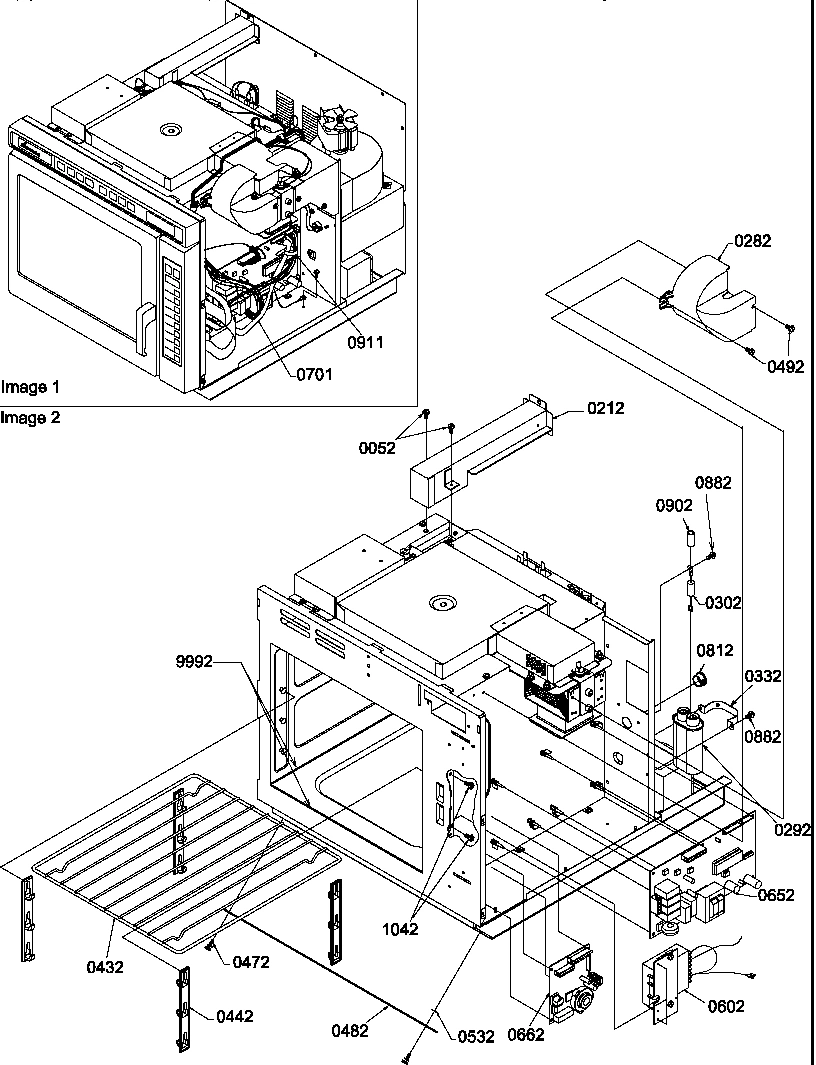 02 - CIRCUIT BOARD/HIGH VOLT/OVEN RACK ASSY