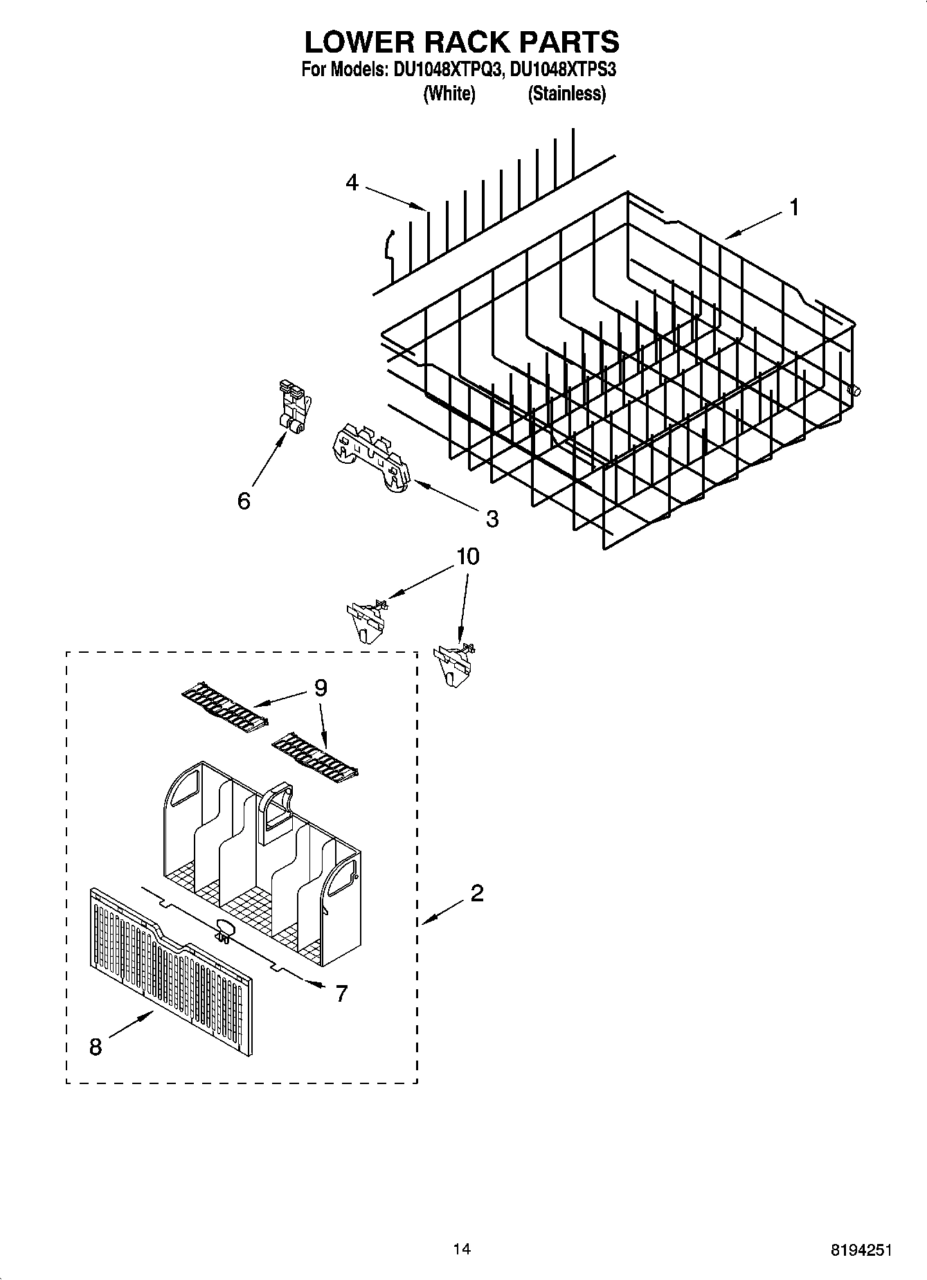 11 - LOWER RACK PARTS, OPTIONAL PARTS (NOT INCLUDED)