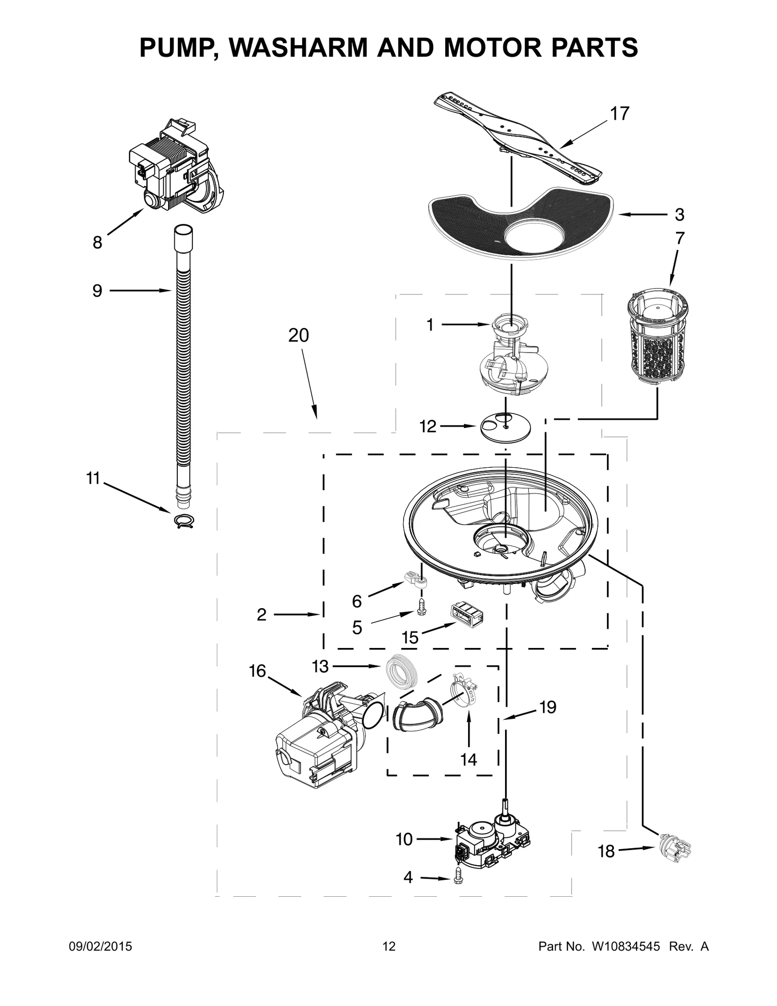 PUMP, WASHARM AND MOTOR PARTS