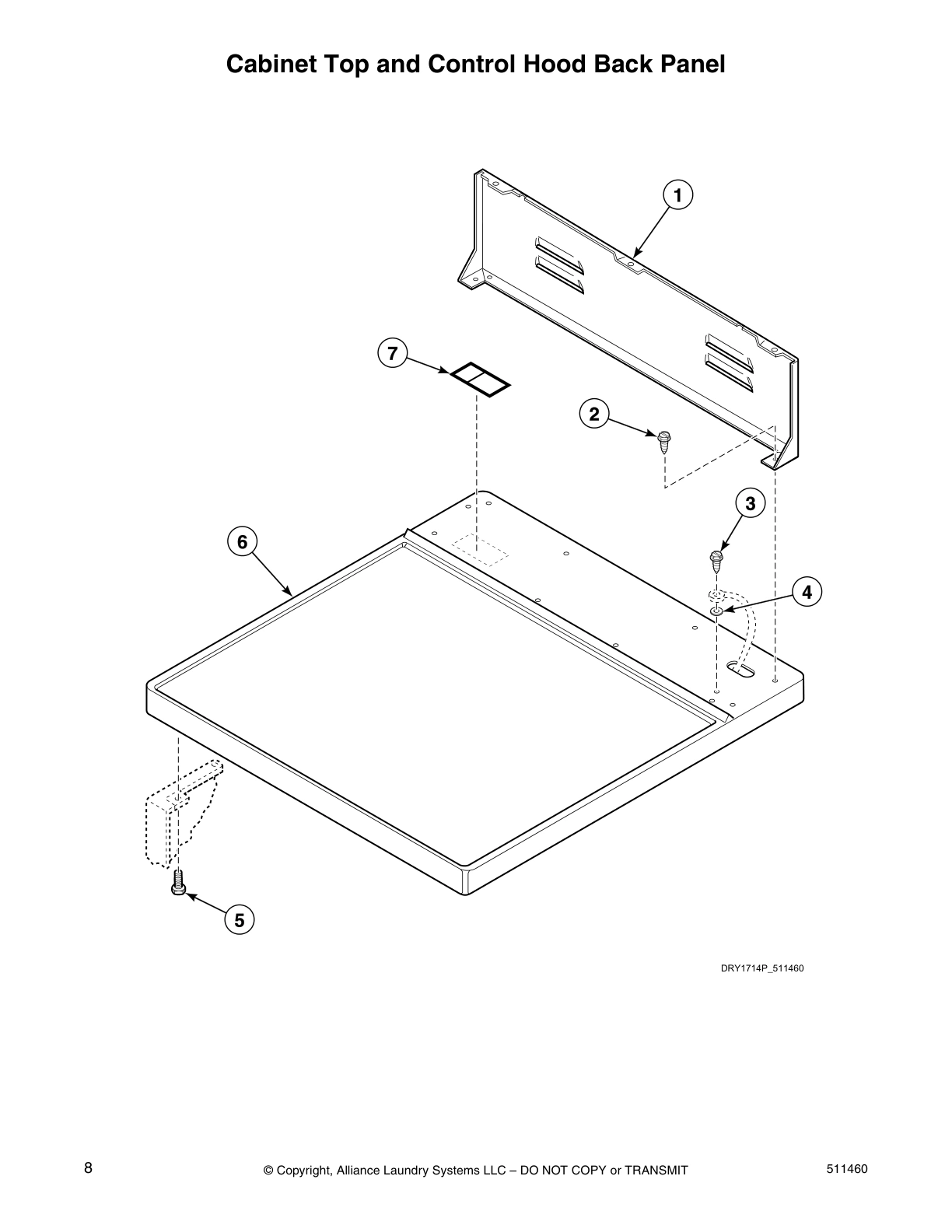 Cabinet Top and Control Hood Back Panel