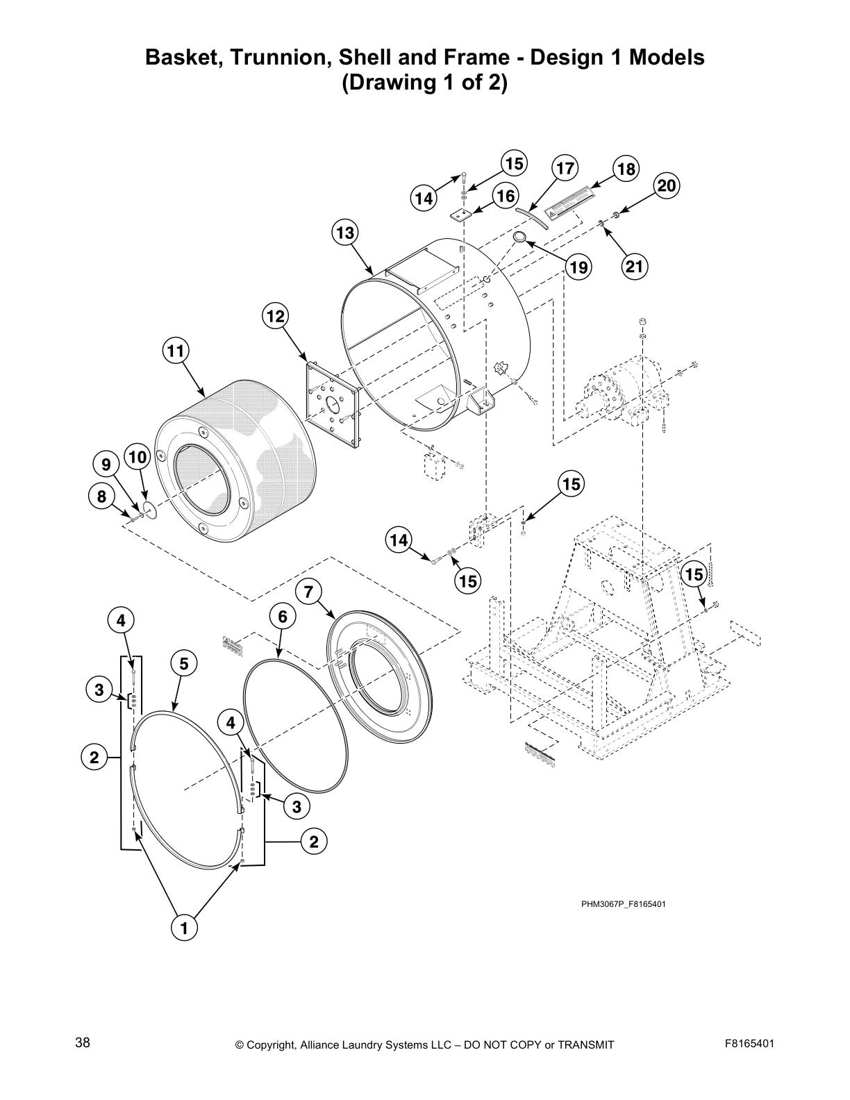 Basket, Trunnion, Shell and Frame - Design 1 Models
(Drawing 1 of 2)