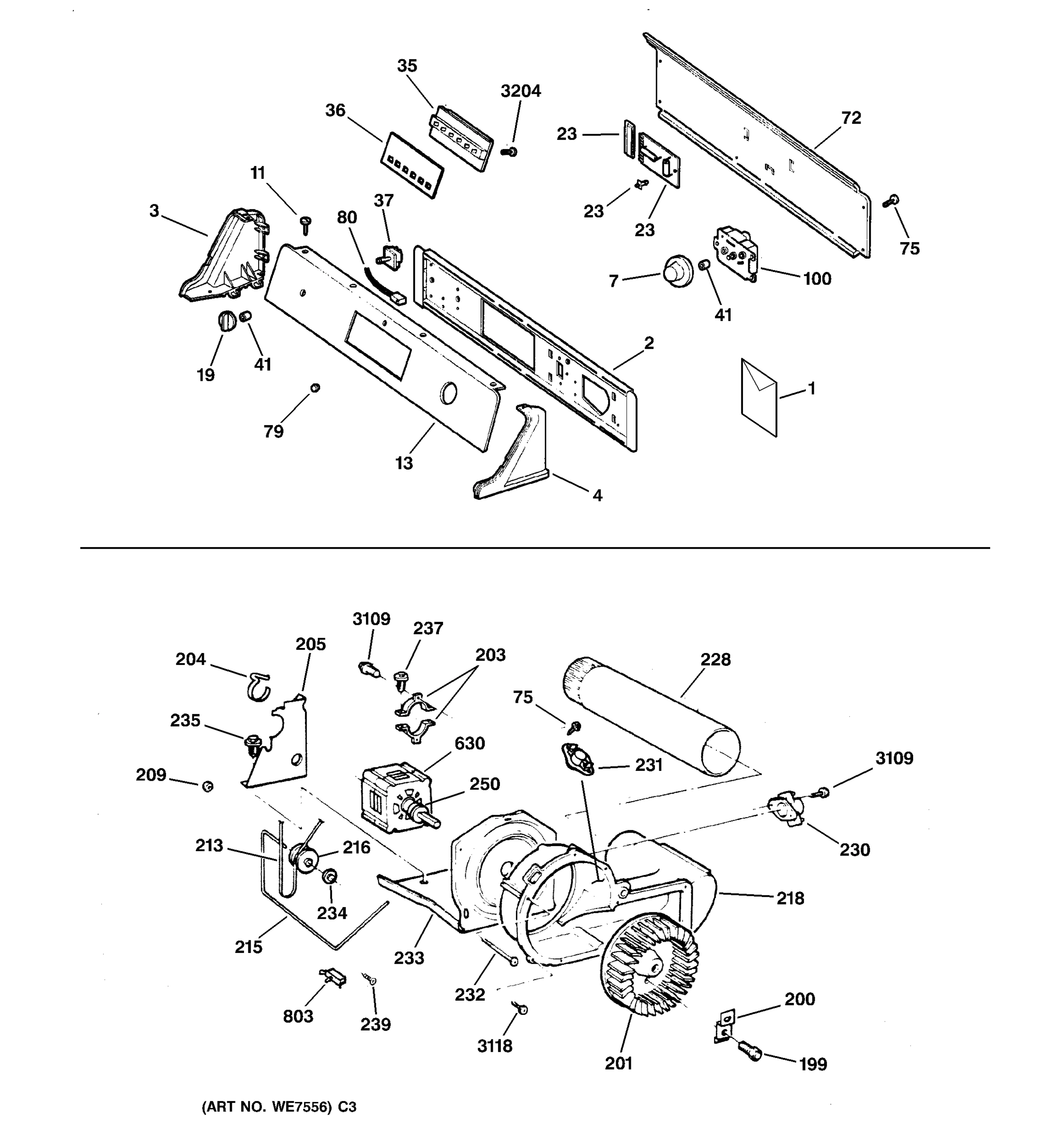 BACKSPLASH, BLOWER & MOTOR