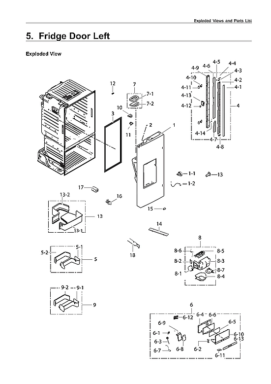 Left Refrigerator Door Parts