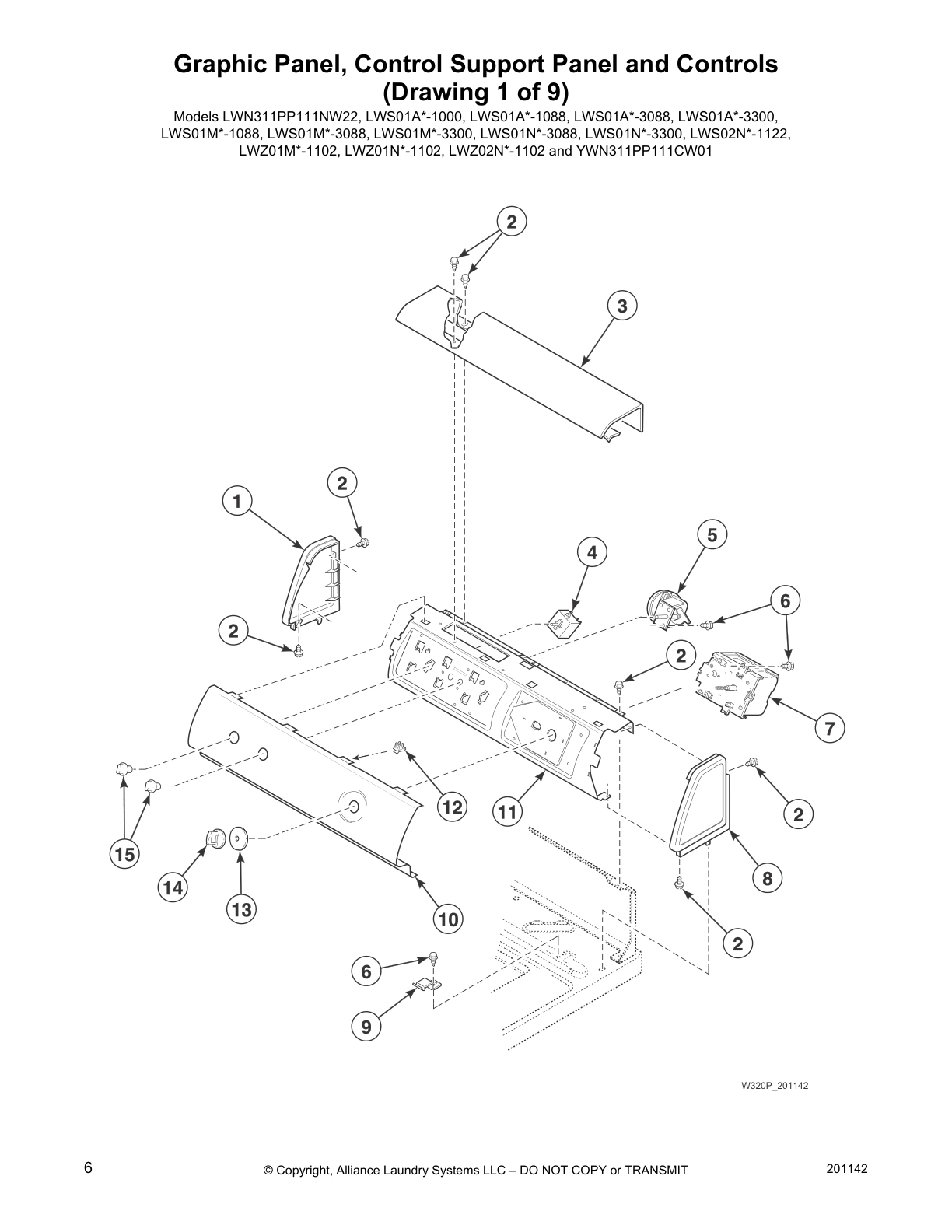 Graphic Panel, Control Support Panel and Controls 
(Drawing 1 of 9)