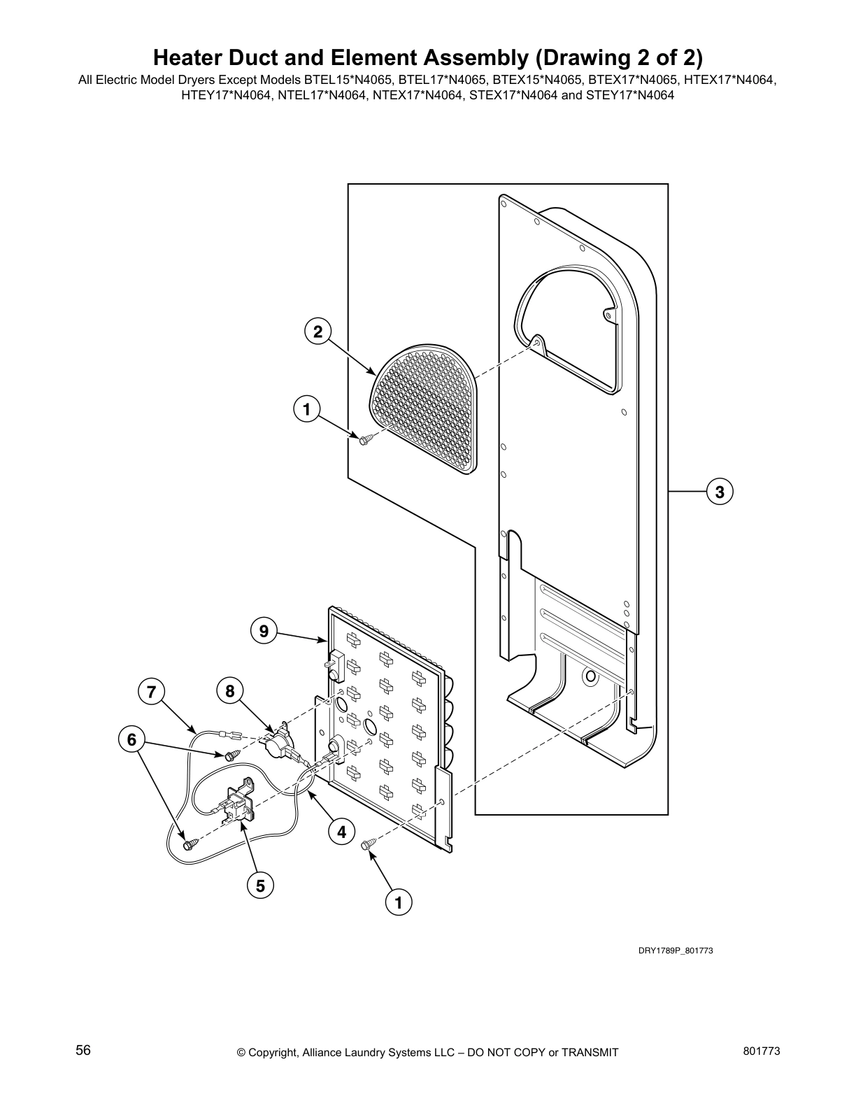 Heater Duct and Element Assembly (Drawing 2 of 2)