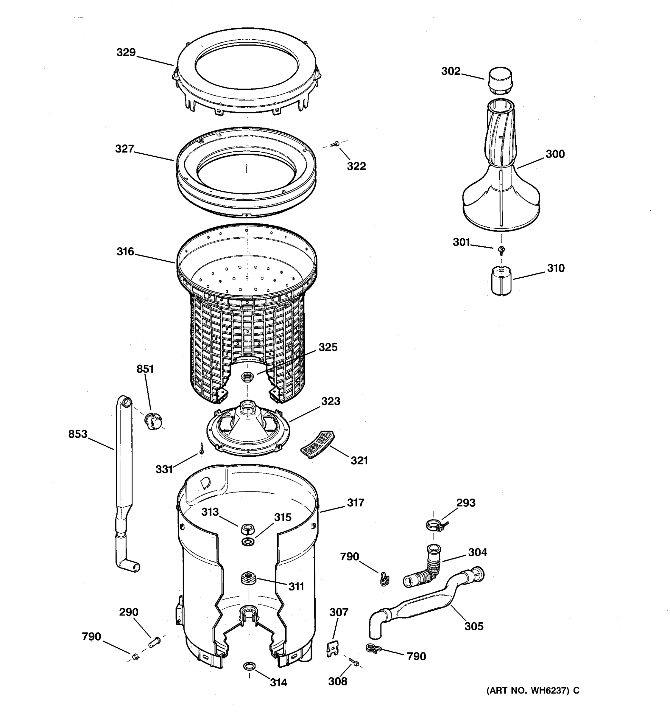 TUB, BASKET & AGITATOR