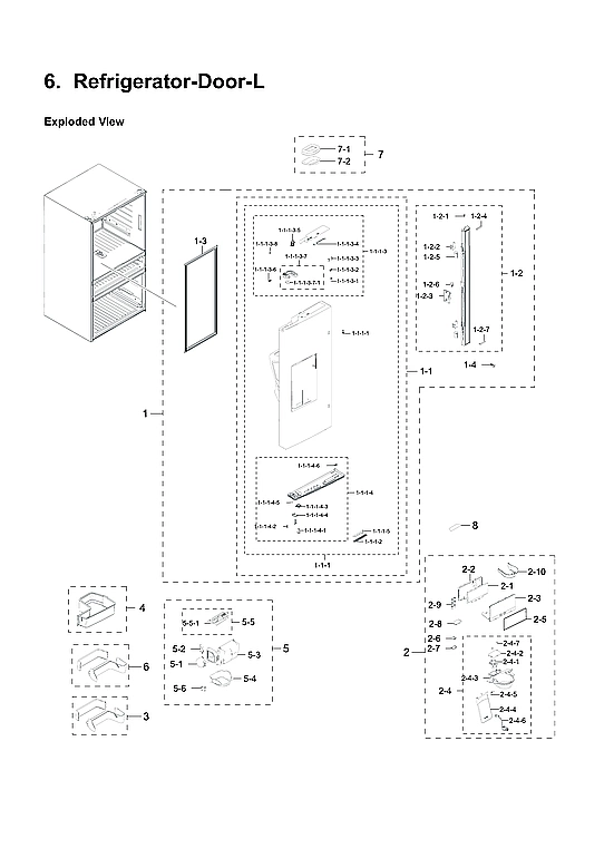Left Refrigerator Door Parts