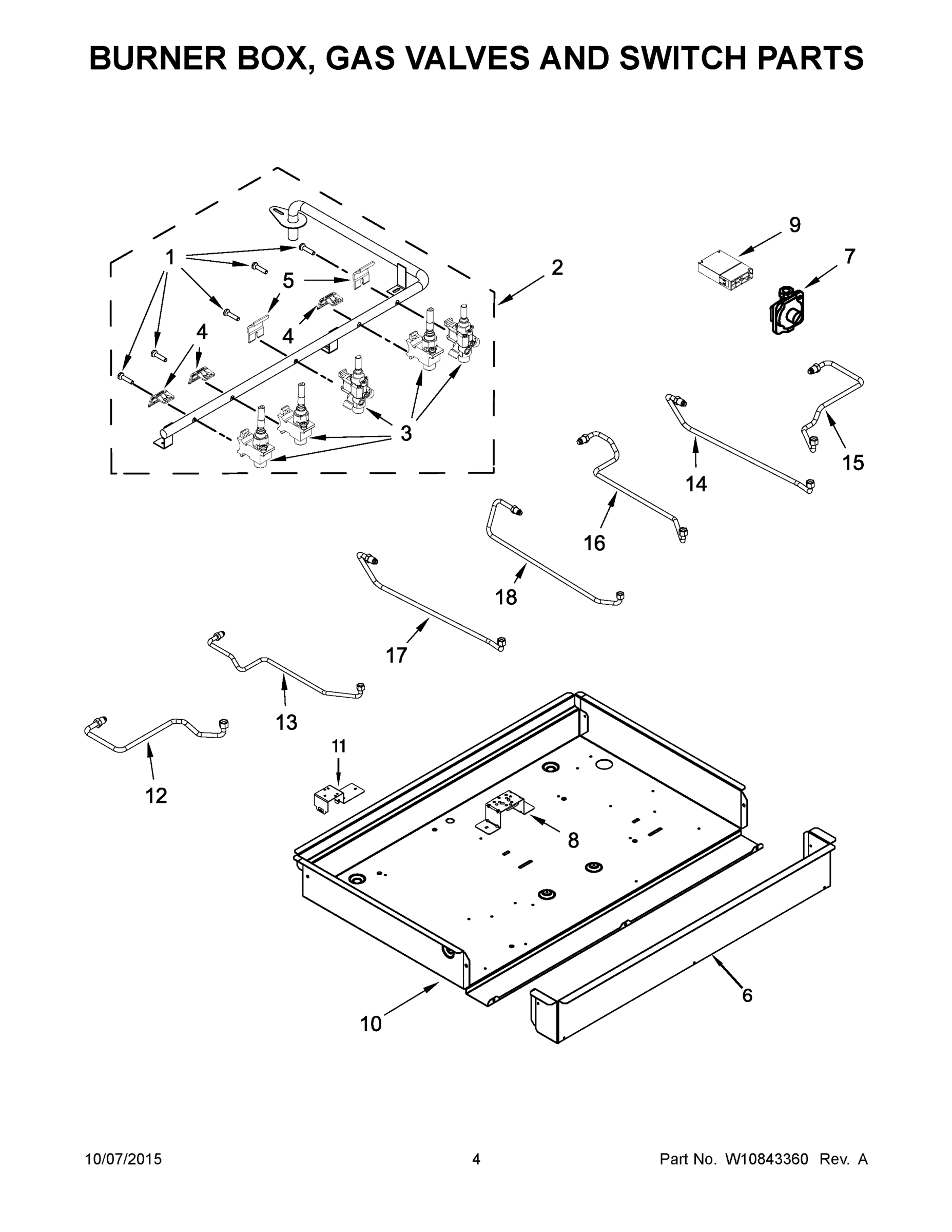 03 - BURNER BOX, GAS VALVES AND SWITCH PARTS