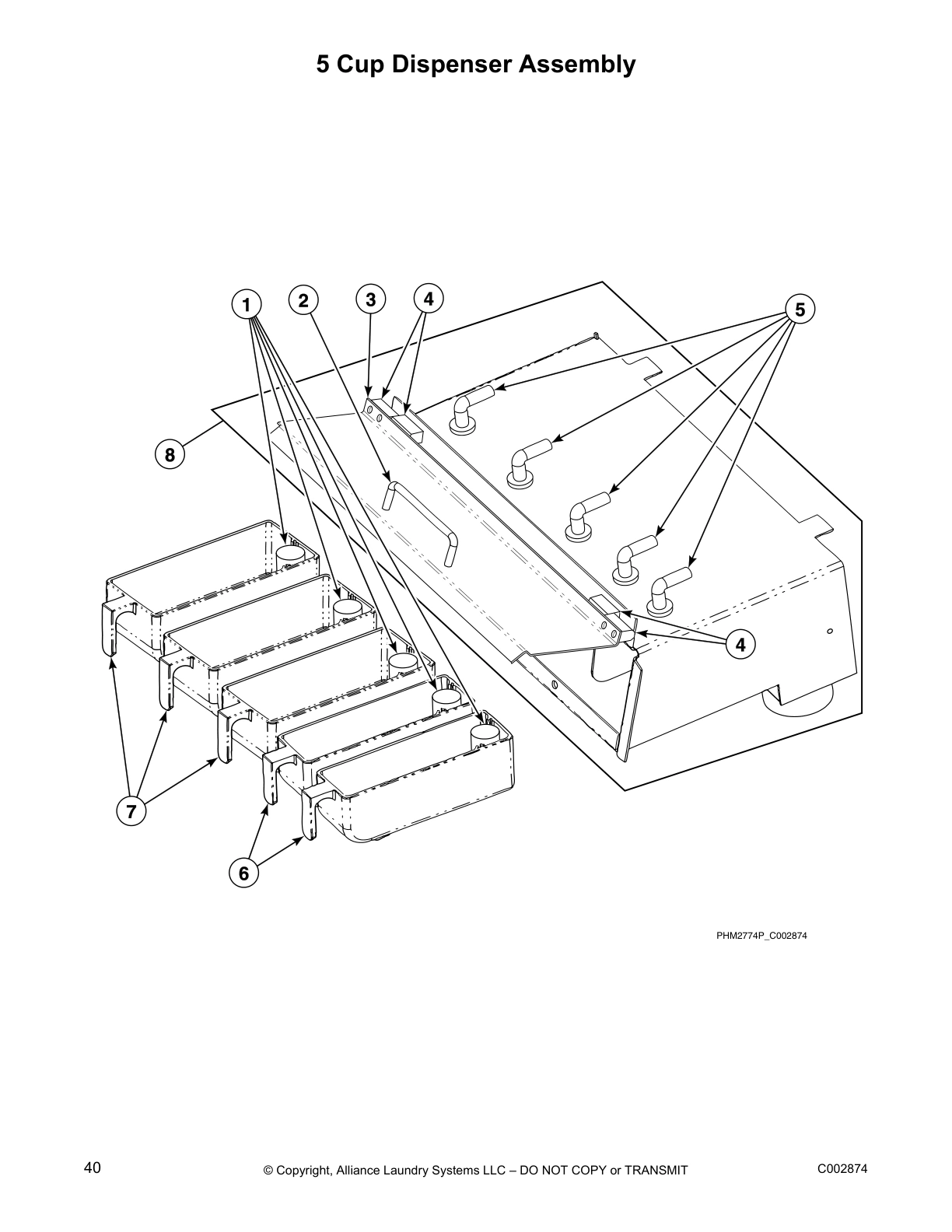5 Cup Dispenser Assembly