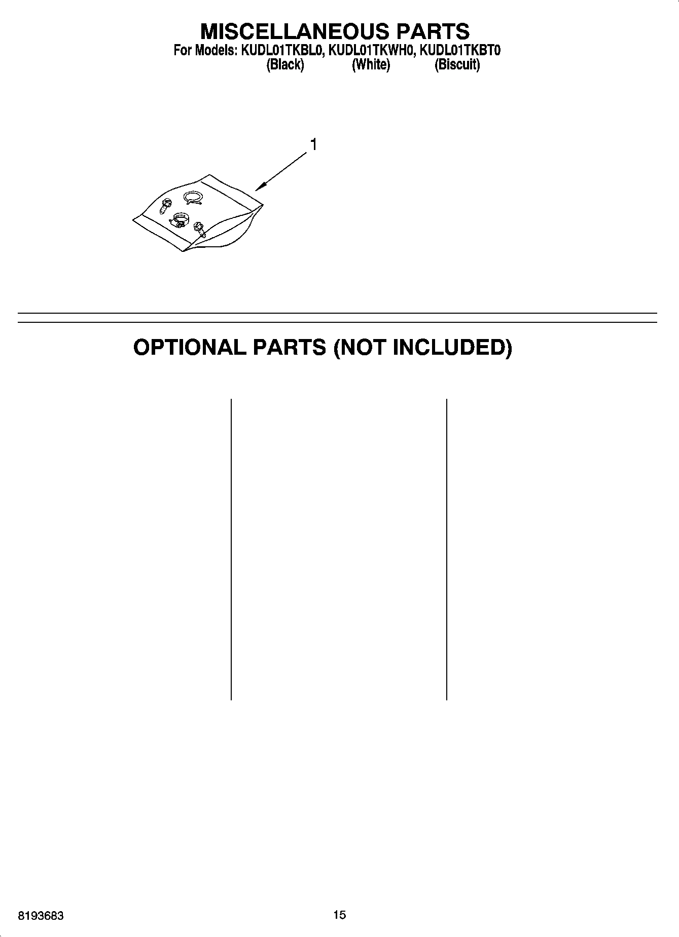 12 - MISCELLANEOUS PARTS OPTIONAL PARTS (NOT INCLUDED)