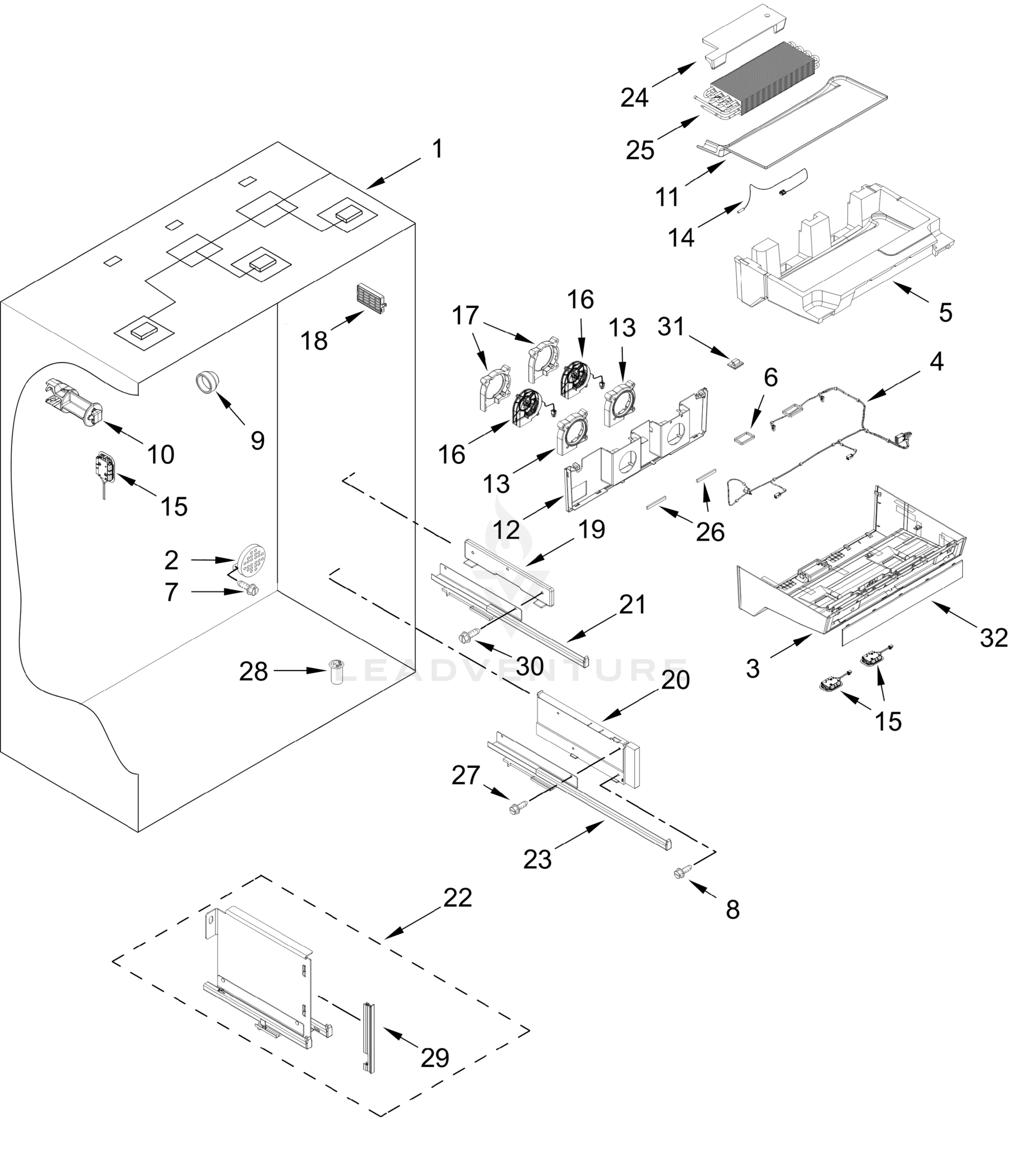 REFRIGERATOR LINER PARTS